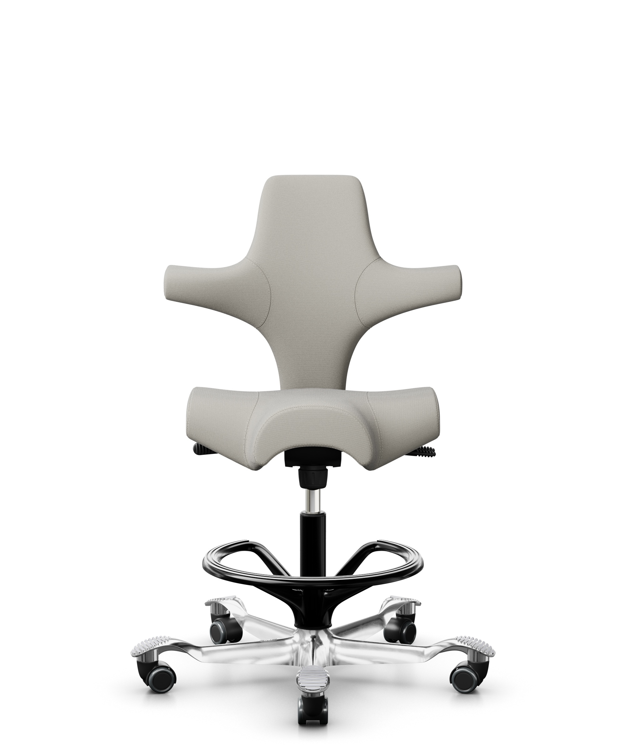 HÅG Capisco 8106 - Steelcut Trio 3 (Kvadrat) - Wol / Polyamide - STT213 - Light beige - Framekleur - Zwart - Gasveer - 265 mm (Zithoogte 53-79cm) - Vloercontact - Zachte wielen t.b.v. harde vloeren - Voetenring - Ja, in framekleur - Voetster - Ja, voet... - 1