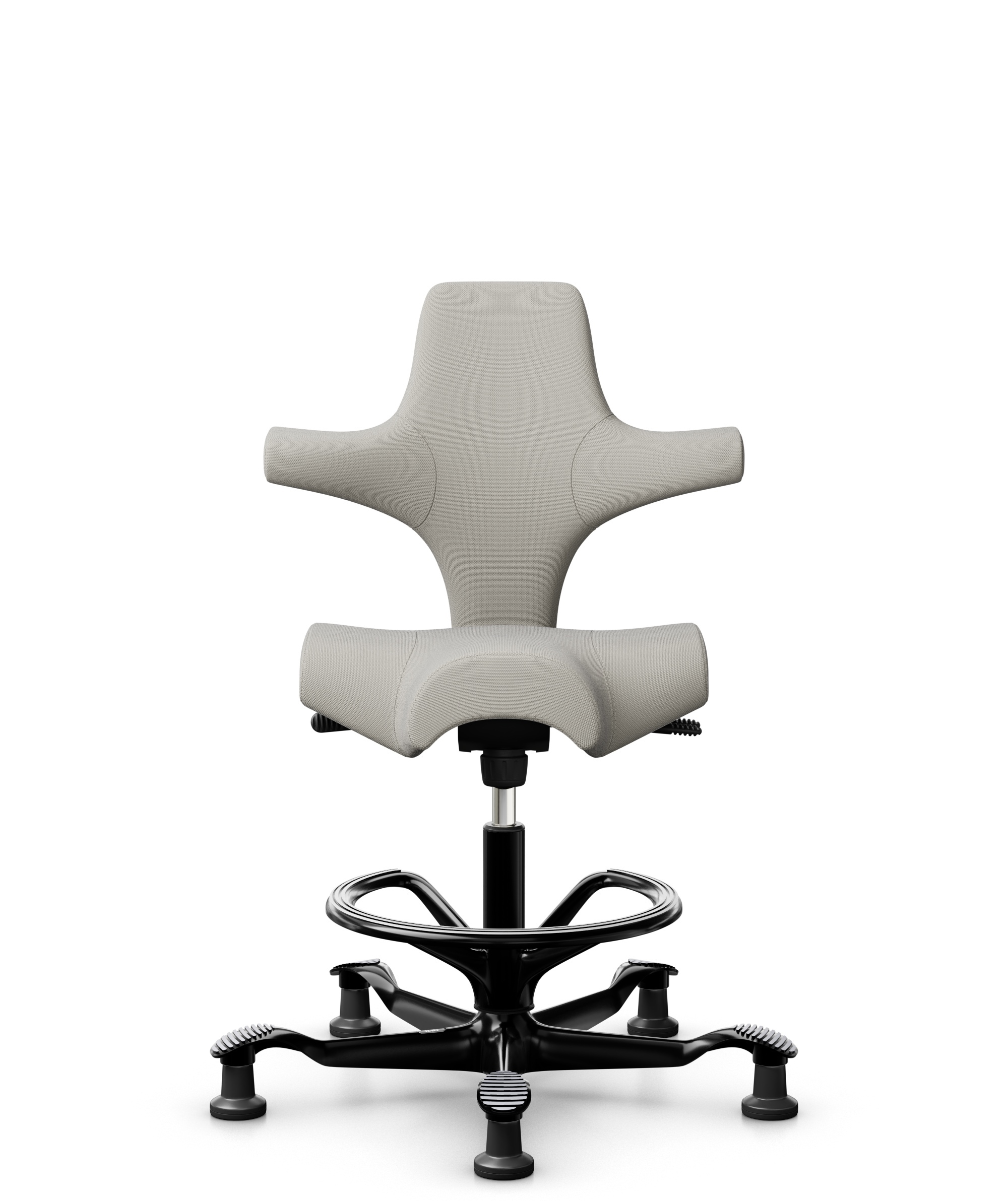 HÅG Capisco 8106 - Steelcut Trio 3 (Kvadrat) - Wol / Polyamide - STT213 - Light beige - Framekleur - Zwart - Gasveer - 265 mm (Zithoogte 53-79cm) - Vloercontact - Glijdoppen - Voetenring - Ja, in framekleur - Voetster - Nee, voetster in framekleur - 1