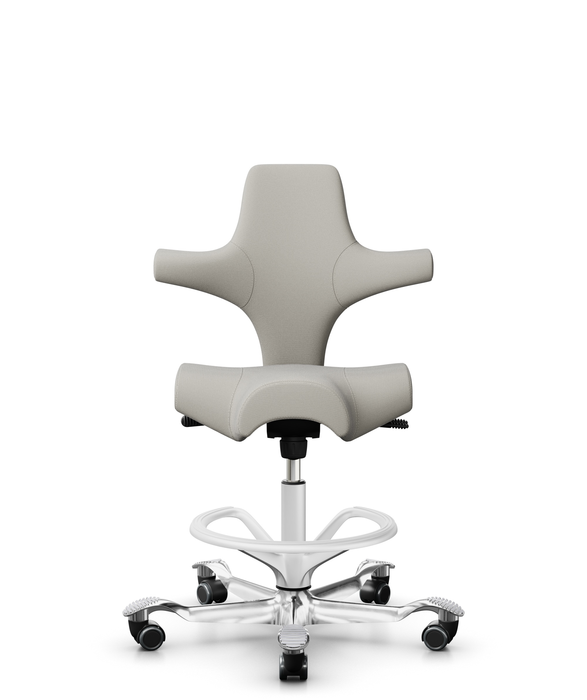 HÅG Capisco 8106 - Steelcut Trio 3 (Kvadrat) - Wol / Polyamide - STT213 - Light beige - Framekleur - Wit - Gasveer - 200 mm (Zithoogte 46-64cm) - Vloercontact - Harde wielen t.b.v. zachte vloeren - Voetenring - Ja, in framekleur - Voetster - Ja, voetst... - 1
