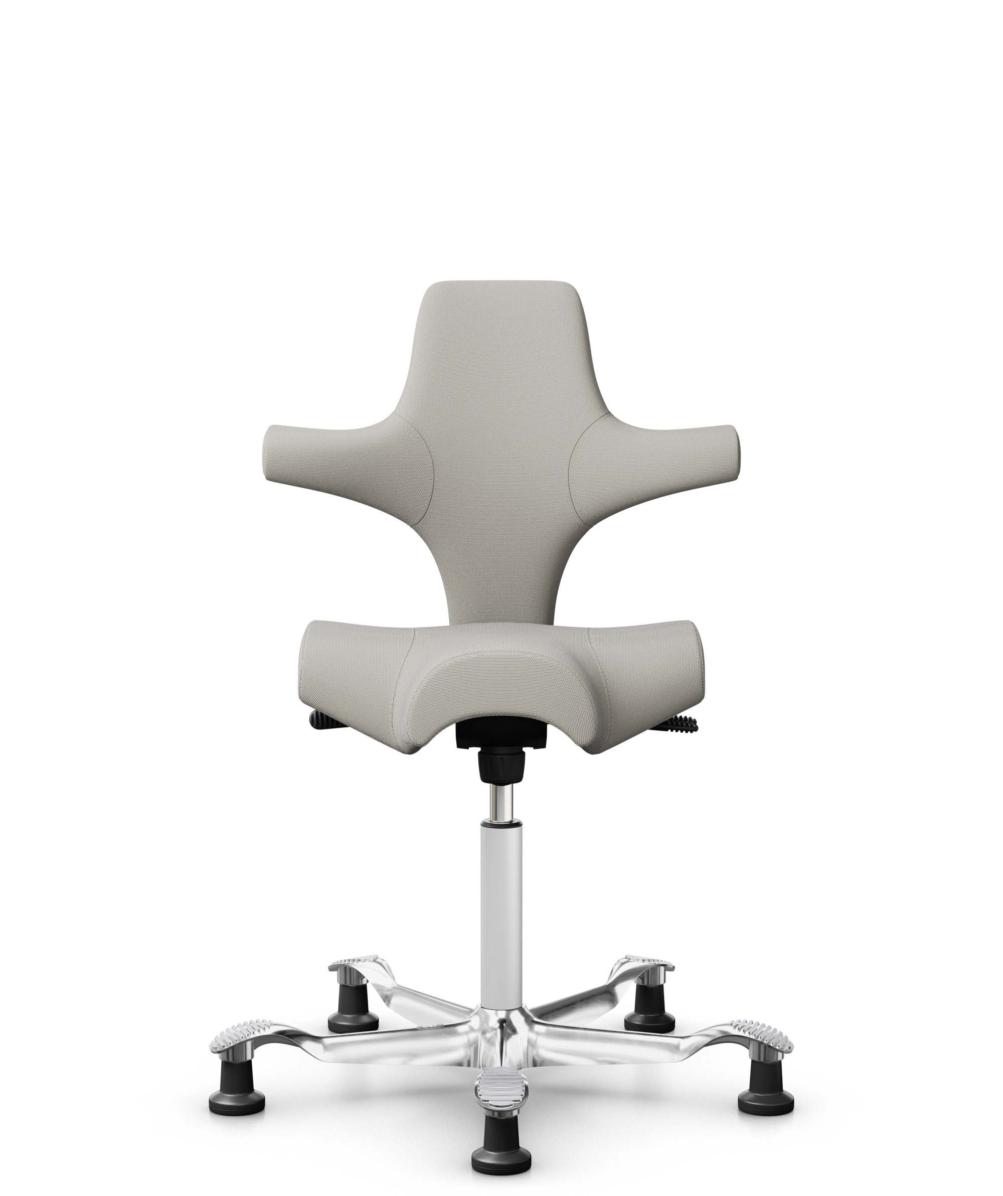 HÅG Capisco 8106 - Steelcut Trio 3 (Kvadrat) - Wol / Polyamide - STT213 - Light beige - Framekleur - Wit - Gasveer - 200 mm (Zithoogte 46-64cm) - Vloercontact - Glijdoppen - Voetenring - Nee, geen voetenring - Voetster - Ja, voetster in gepolijst alumi... - 1
