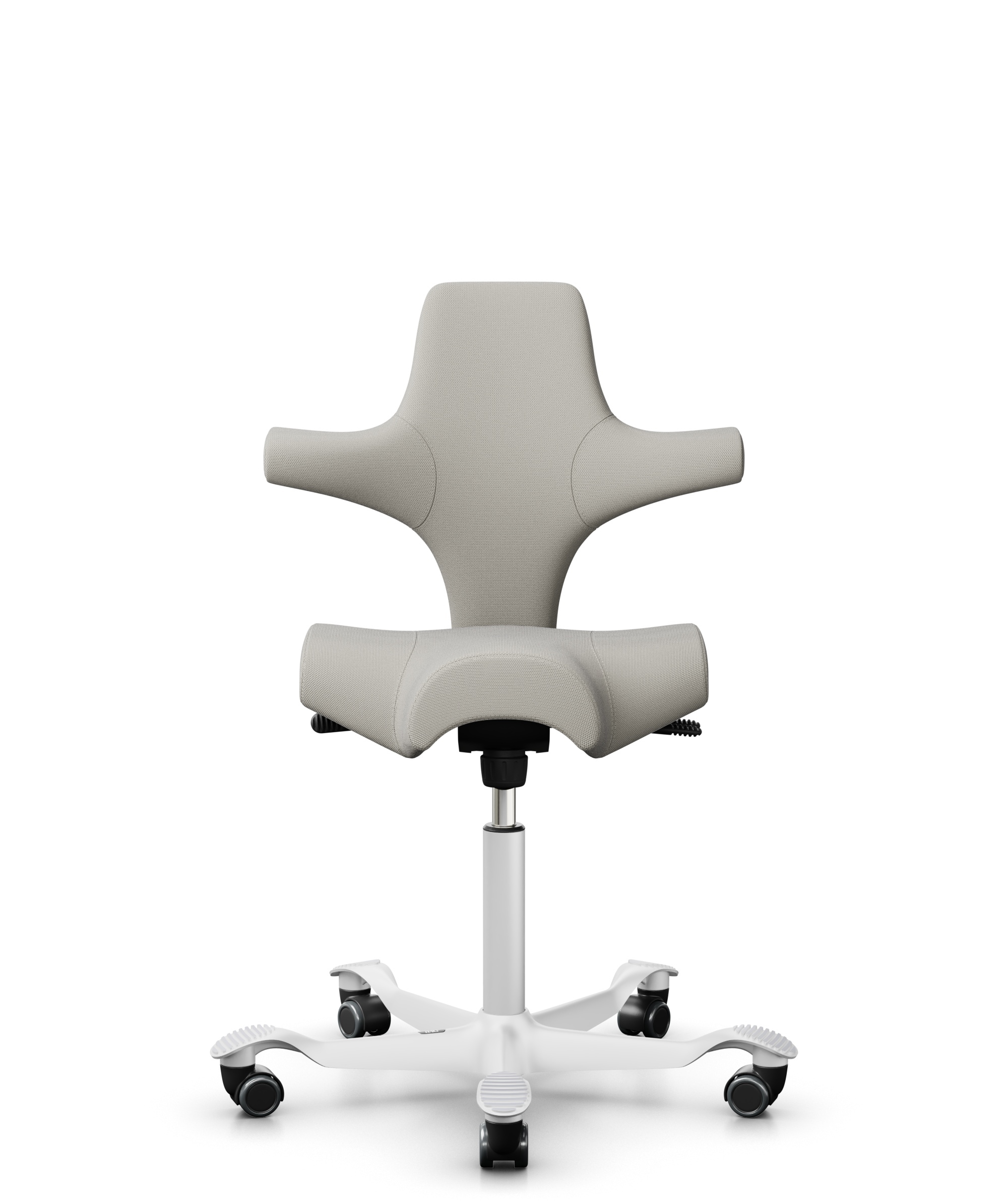 HÅG Capisco 8106 - Steelcut Trio 3 (Kvadrat) - Wol / Polyamide - STT213 - Light beige - Framekleur - Wit - Gasveer - 265 mm (Zithoogte 53-79cm) - Vloercontact - Harde wielen t.b.v. zachte vloeren - Voetenring - Nee, geen voetenring - Voetster - Nee, vo... - 1