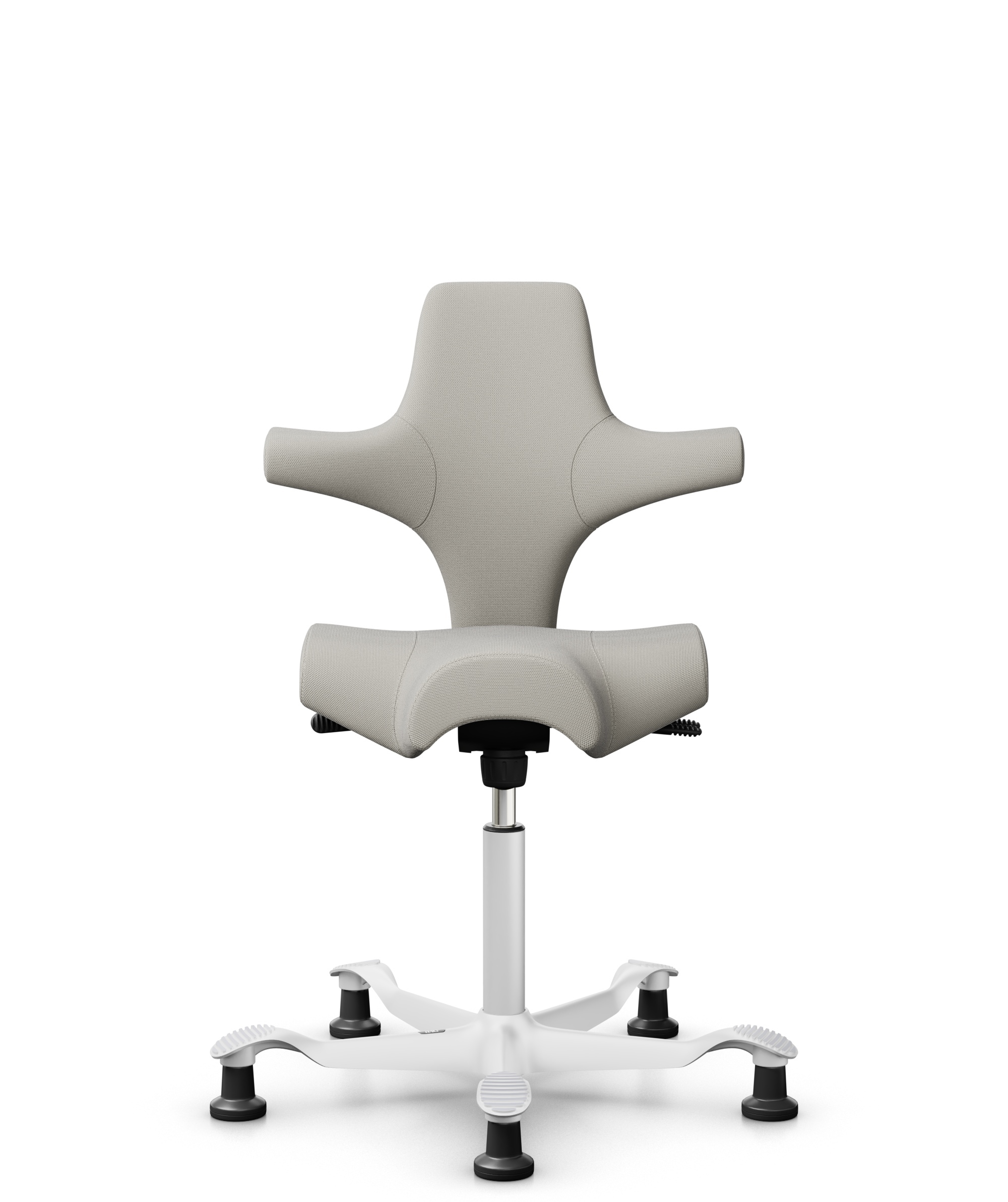 HÅG Capisco 8106 - Steelcut Trio 3 (Kvadrat) - Wol / Polyamide - STT213 - Light beige - Framekleur - Wit - Gasveer - 265 mm (Zithoogte 53-79cm) - Vloercontact - Glijdoppen - Voetenring - Nee, geen voetenring - Voetster - Nee, voetster in framekleur - 1