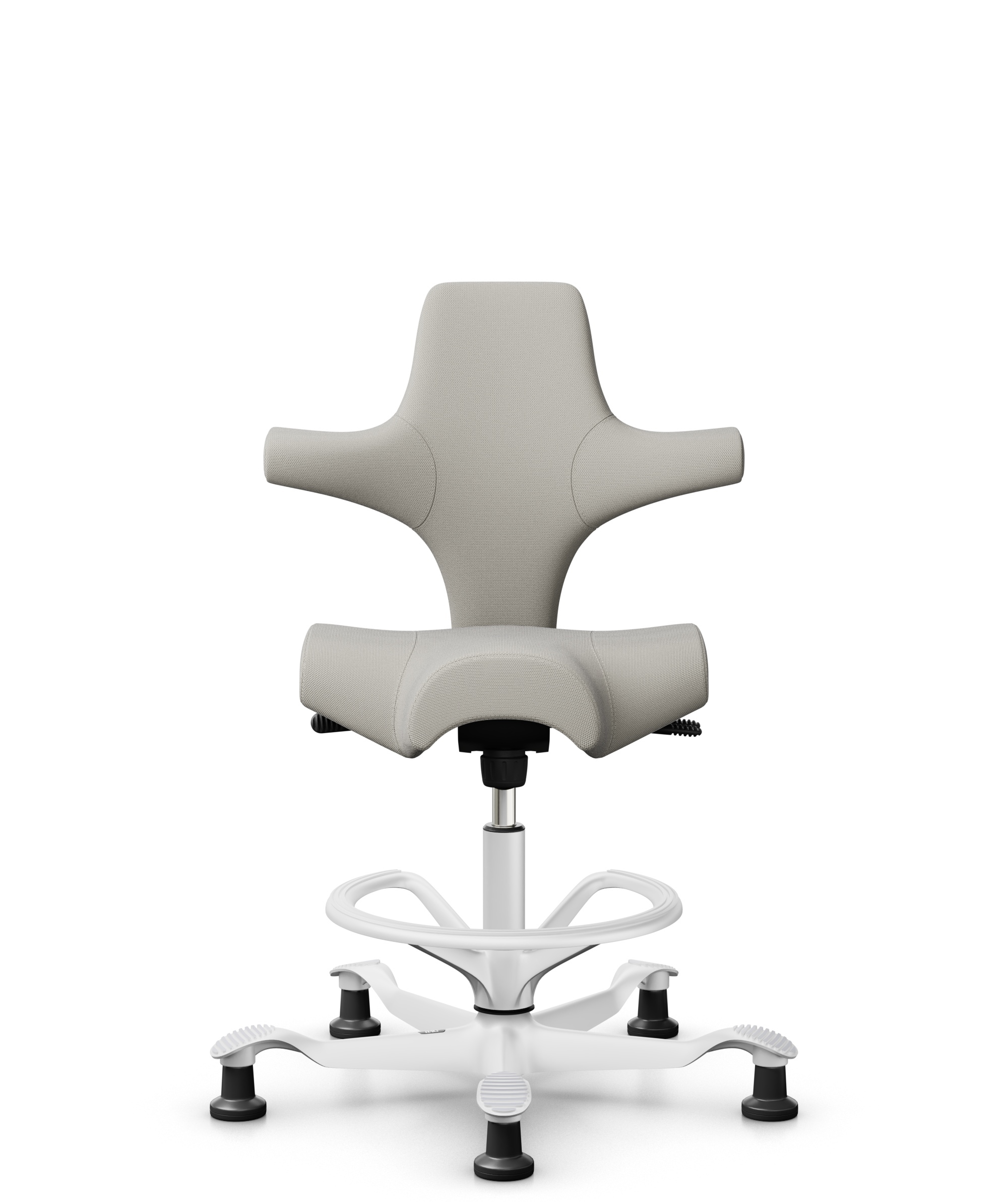 HÅG Capisco 8106 - Steelcut Trio 3 (Kvadrat) - Wol / Polyamide - STT213 - Light beige - Framekleur - Wit - Gasveer - 265 mm (Zithoogte 53-79cm) - Vloercontact - Glijdoppen - Voetenring - Ja, in framekleur - Voetster - Nee, voetster in framekleur - 1