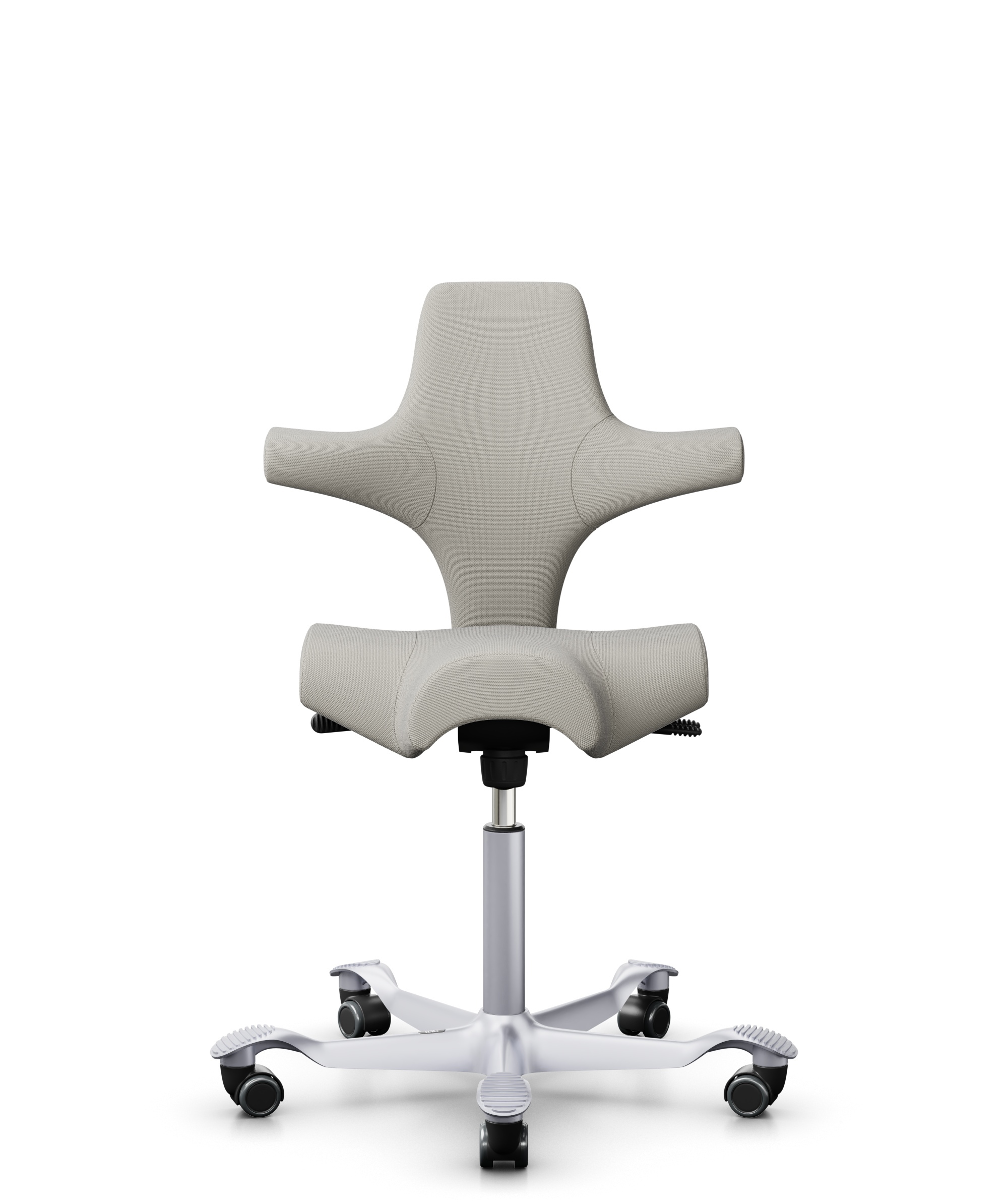 HÅG Capisco 8106 - Steelcut Trio 3 (Kvadrat) - Wol / Polyamide - STT213 - Light beige - Framekleur - Zilver - Gasveer - 150 mm (Zithoogte 40-55cm) - Vloercontact - Harde wielen t.b.v. zachte vloeren - Voetenring - Nee, geen voetenring - Voetster - Nee,... - 1