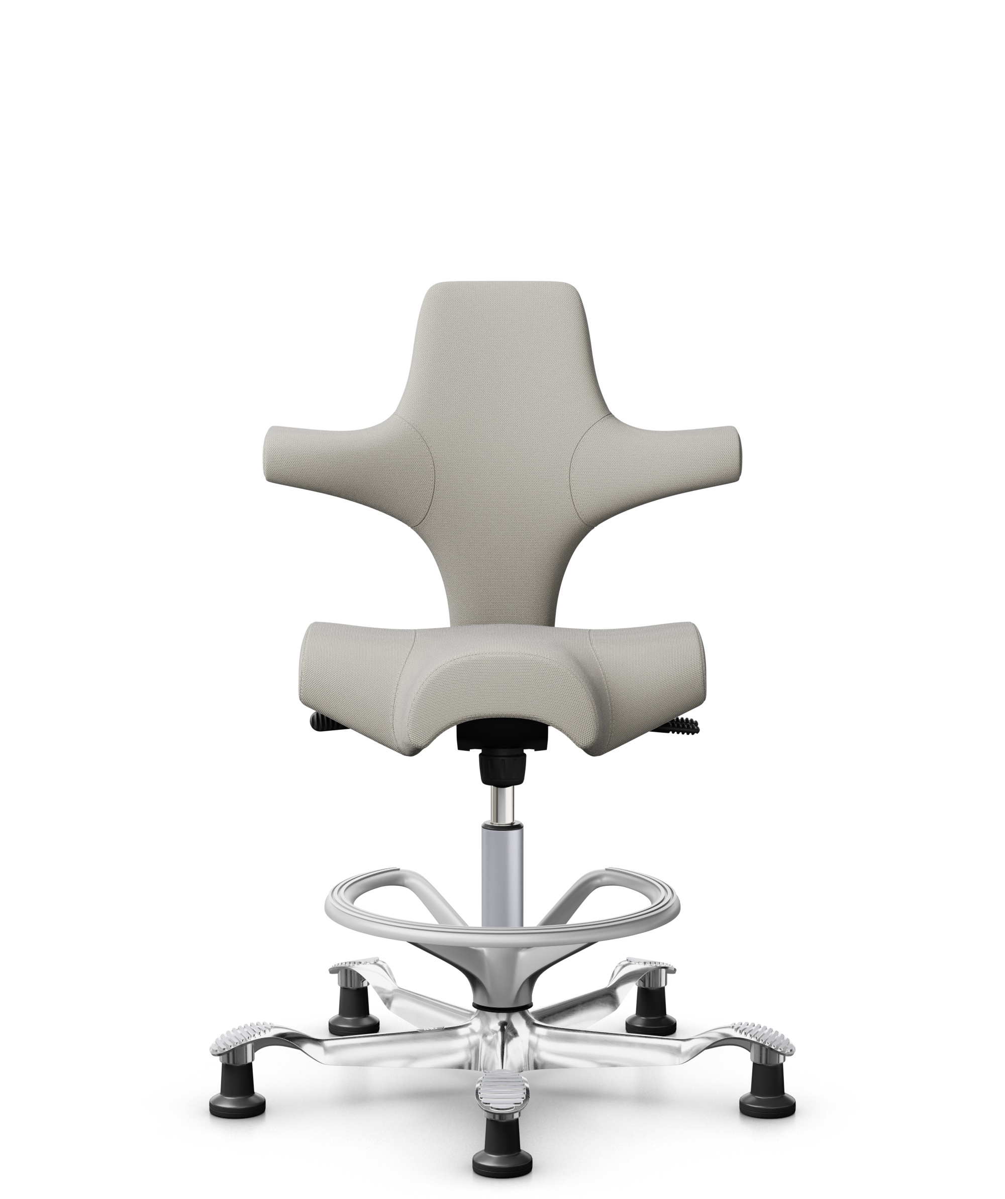 HÅG Capisco 8106 - Steelcut Trio 3 (Kvadrat) - Wol / Polyamide - STT213 - Light beige - Framekleur - Zilver - Gasveer - 200 mm (Zithoogte 46-64cm) - Vloercontact - Glijdoppen - Voetenring - Ja, in framekleur - Voetster - Ja, voetster in gepolijst alumi... - 1