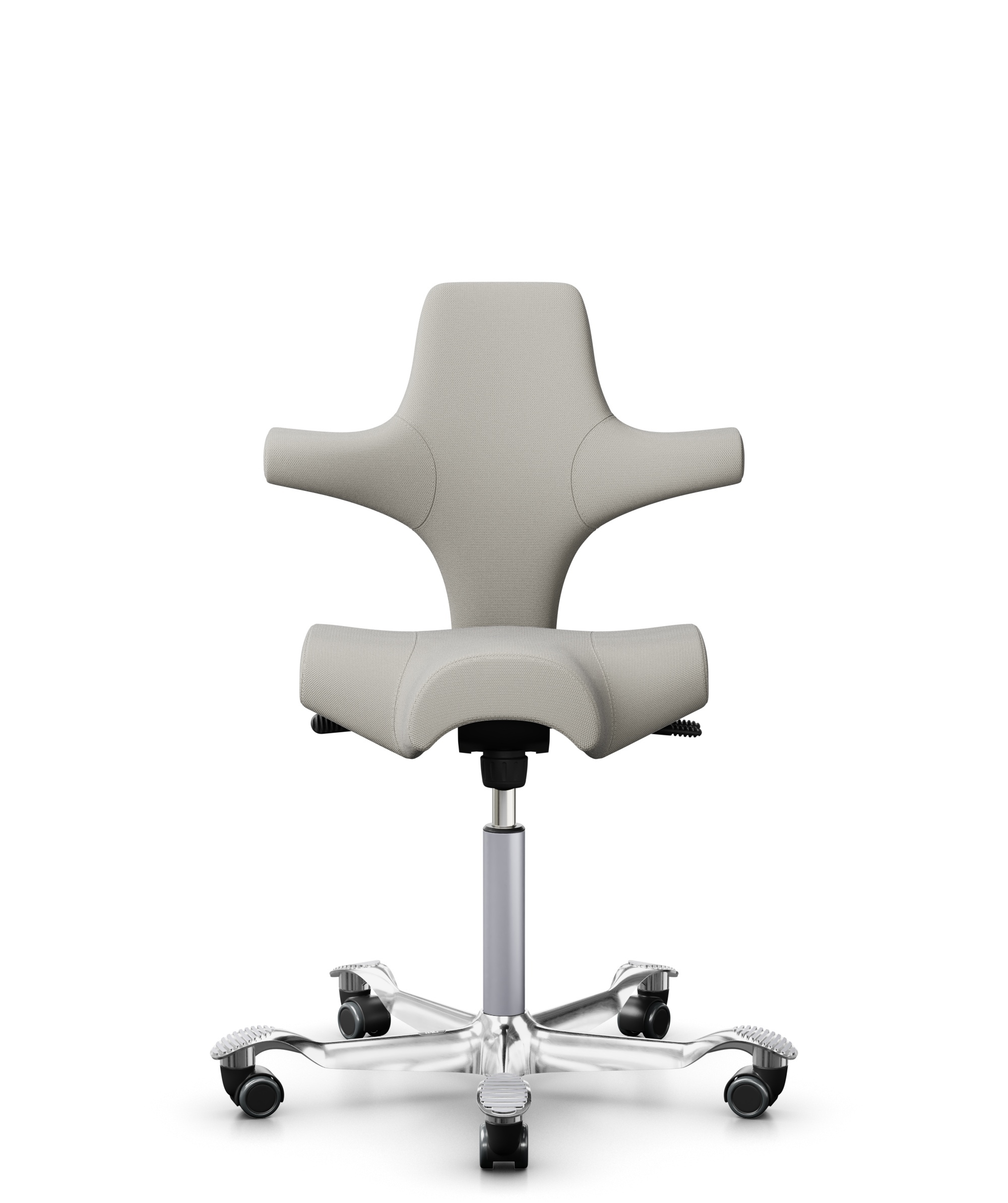 HÅG Capisco 8106 - Steelcut Trio 3 (Kvadrat) - Wol / Polyamide - STT213 - Light beige - Framekleur - Zilver - Gasveer - 265 mm (Zithoogte 53-79cm) - Vloercontact - Harde wielen t.b.v. zachte vloeren - Voetenring - Nee, geen voetenring - Voetster - Ja, ... - 1
