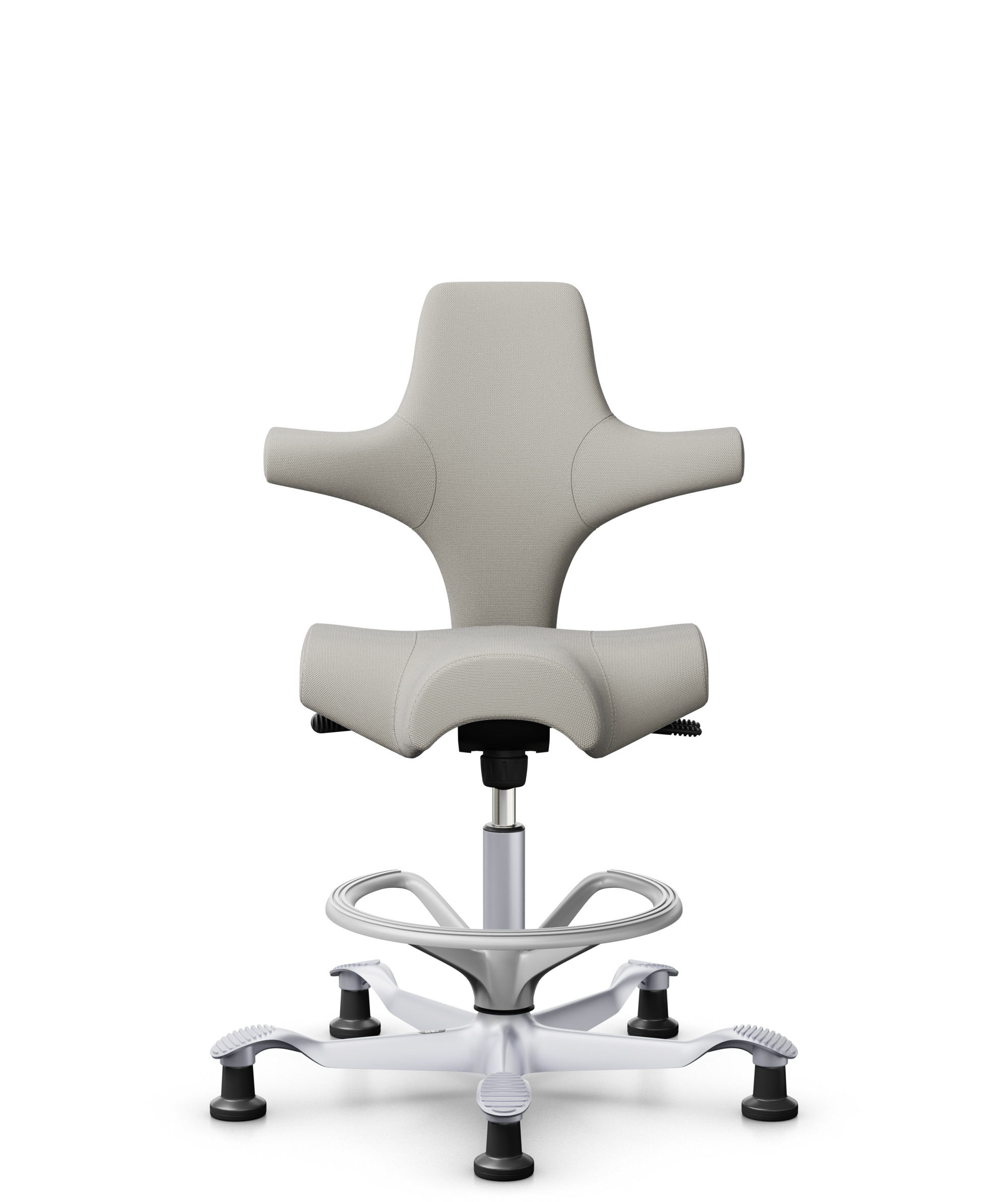 HÅG Capisco 8106 - Steelcut Trio 3 (Kvadrat) - Wol / Polyamide - STT213 - Light beige - Framekleur - Zilver - Gasveer - 265 mm (Zithoogte 53-79cm) - Vloercontact - Glijdoppen - Voetenring - Ja, in framekleur - Voetster - Nee, voetster in framekleur - 1