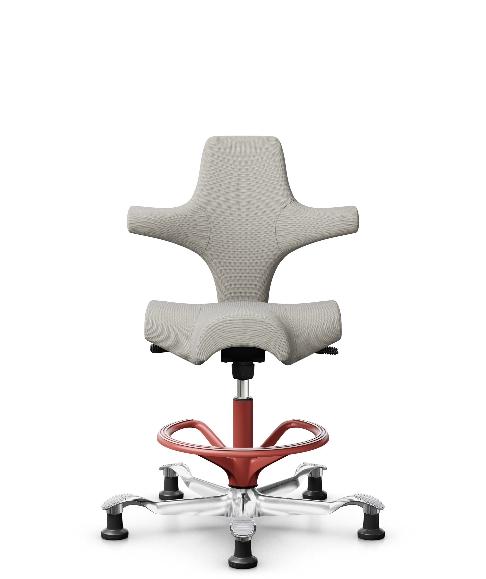HÅG Capisco 8106 - Steelcut Trio 3 (Kvadrat) - Wol / Polyamide - STT213 - Light beige - Framekleur - Blush Rose - Gasveer - 265 mm (Zithoogte 53-79cm) - Vloercontact - Glijdoppen - Voetenring - Ja, in framekleur - Voetster - Ja, voetster in gepolijst a... - 1