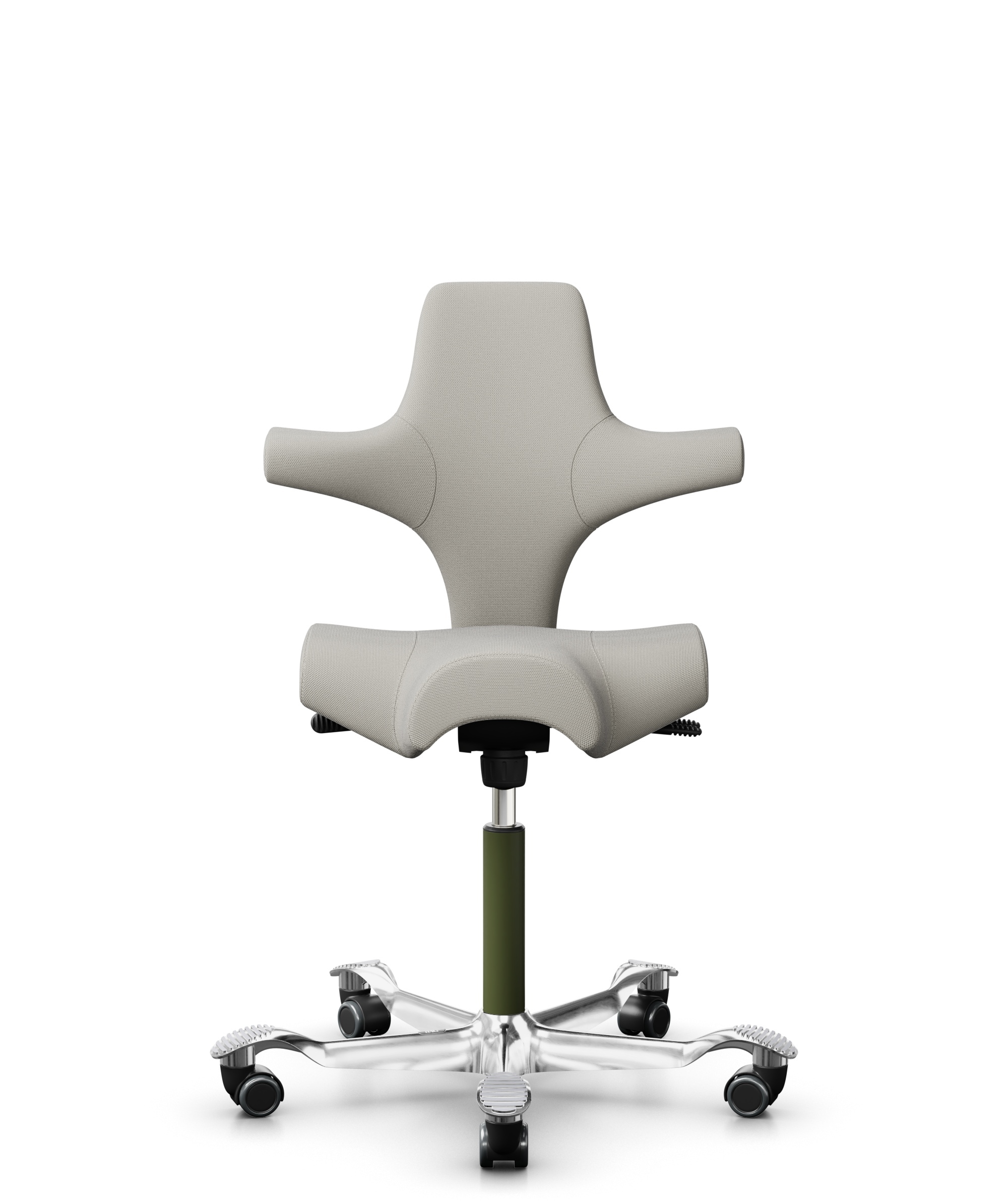 HÅG Capisco 8106 - Steelcut Trio 3 (Kvadrat) - Wol / Polyamide - STT213 - Light beige - Framekleur - Moss Grey - Gasveer - 150 mm (Zithoogte 40-55cm) - Vloercontact - Zachte wielen t.b.v. harde vloeren - Voetenring - Nee, geen voetenring - Voetster - J... - 1