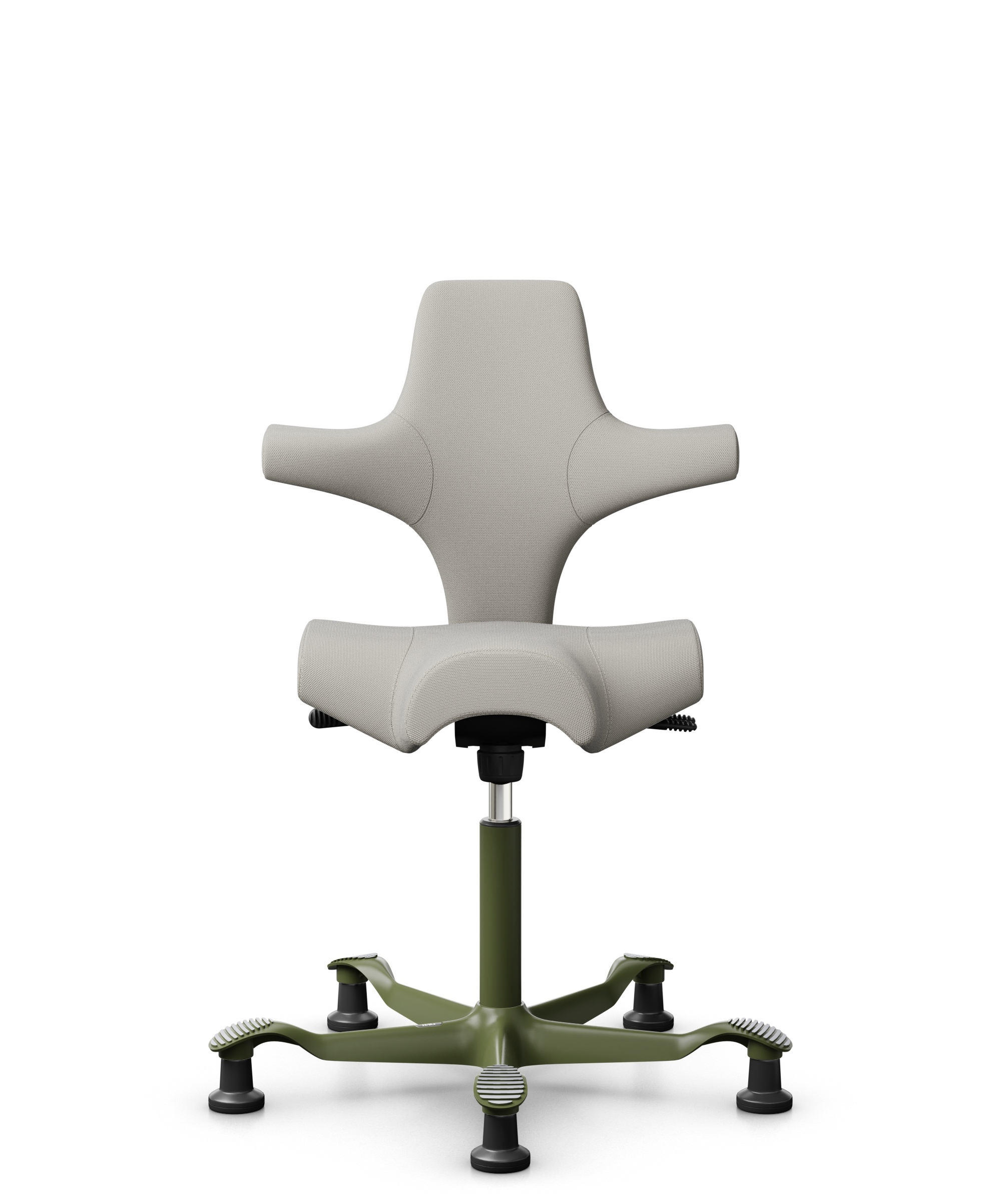 HÅG Capisco 8106 - Steelcut Trio 3 (Kvadrat) - Wol / Polyamide - STT213 - Light beige - Framekleur - Moss Grey - Gasveer - 150 mm (Zithoogte 40-55cm) - Vloercontact - Glijdoppen - Voetenring - Nee, geen voetenring - Voetster - Nee, voetster in framekleur - 1