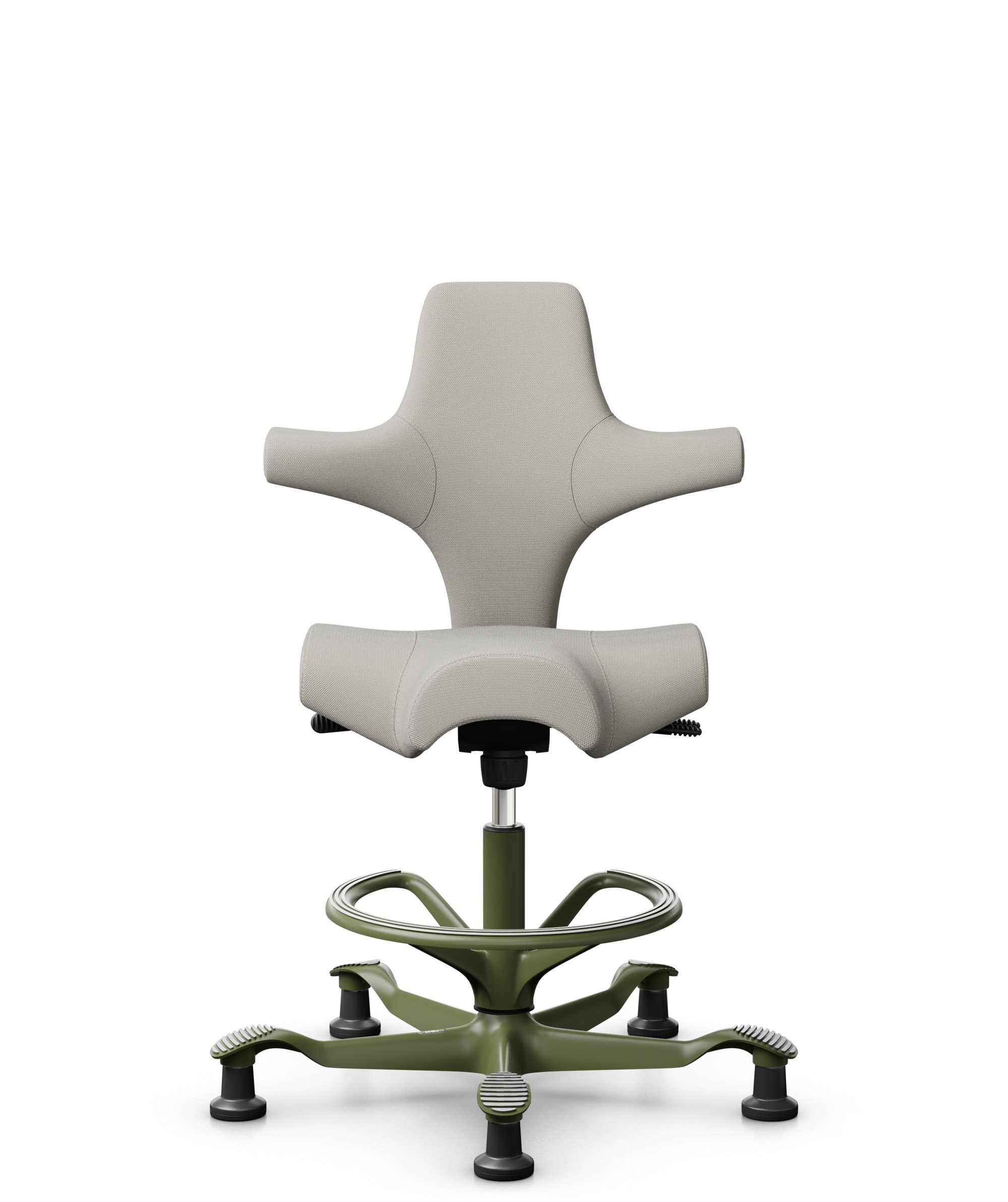HÅG Capisco 8106 - Steelcut Trio 3 (Kvadrat) - Wol / Polyamide - STT213 - Light beige - Framekleur - Moss Grey - Gasveer - 200 mm (Zithoogte 46-64cm) - Vloercontact - Glijdoppen - Voetenring - Ja, in framekleur - Voetster - Nee, voetster in framekleur - 1