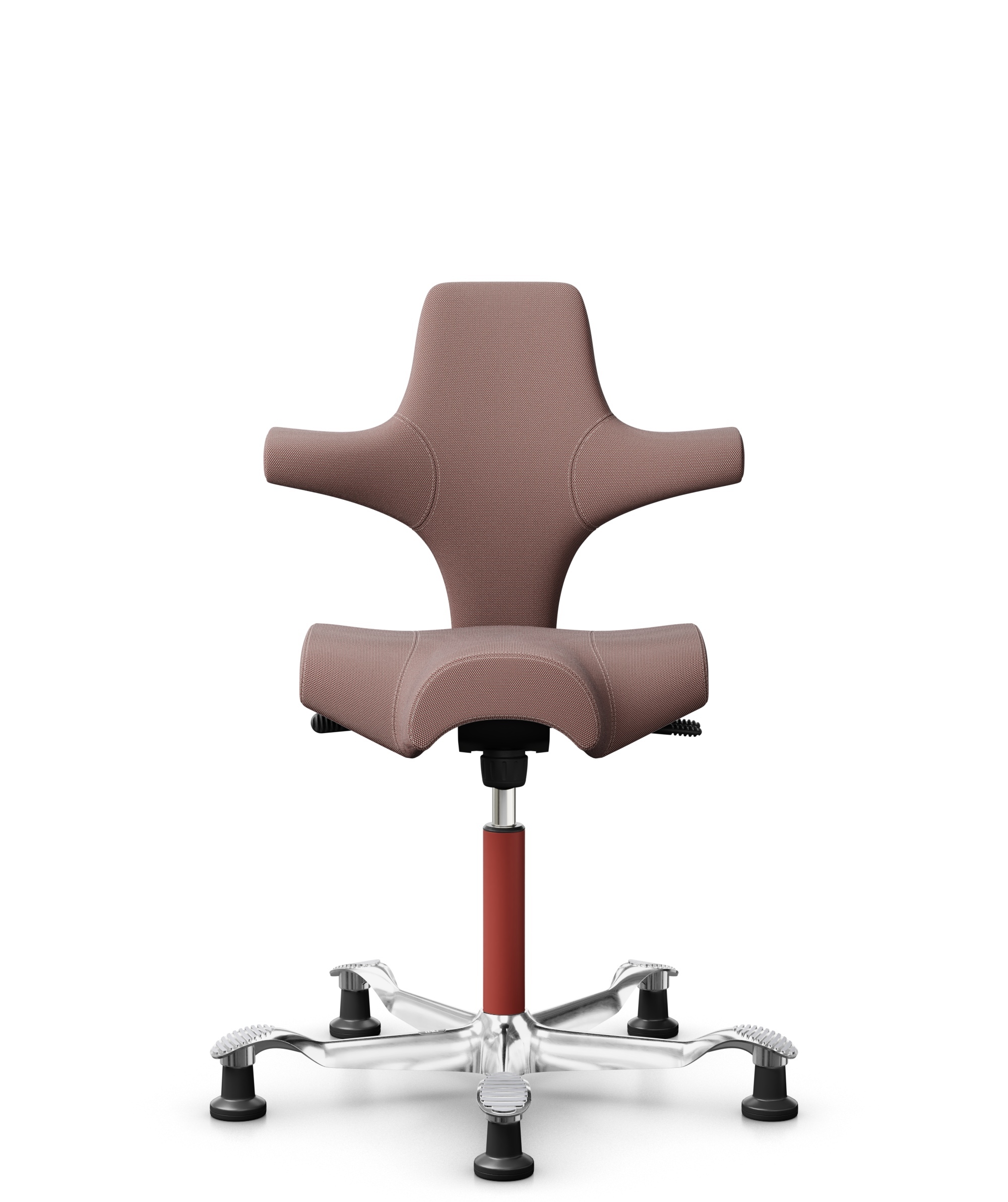 HÅG Capisco 8106 - Steelcut Trio 3 (Kvadrat) - Wol / Polyamide - STT645 - Dusty red - Framekleur - Blush Rose - Gasveer - 265 mm (Zithoogte 53-79cm) - Vloercontact - Glijdoppen - Voetenring - Nee, geen voetenring - Voetster - Ja, voetster in gepolijst ... - 1