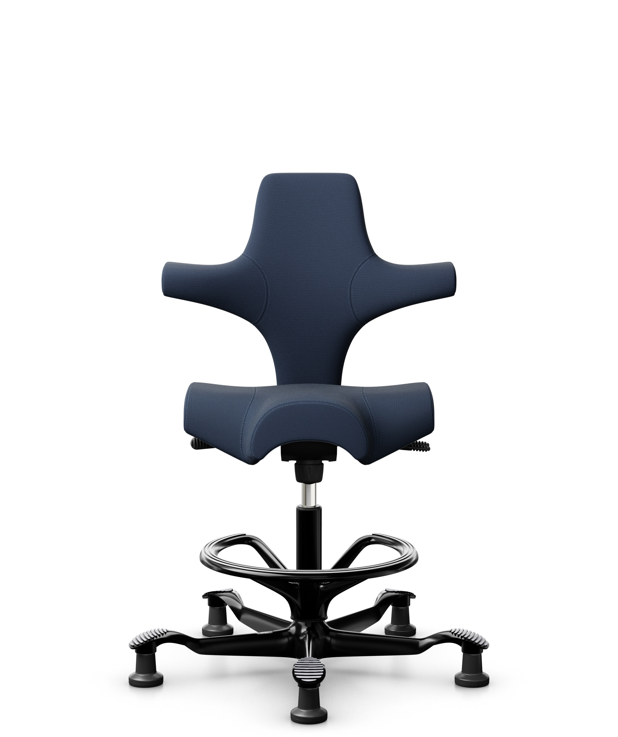 HÅG Capisco 8106 - Steelcut Trio 3 (Kvadrat) - Wol / Polyamide - STT796 - Blue - Framekleur - Zwart - Gasveer - 265 mm (Zithoogte 53-79cm) - Vloercontact - Glijdoppen - Voetenring - Ja, in framekleur - Voetster - Nee, voetster in framekleur - 1