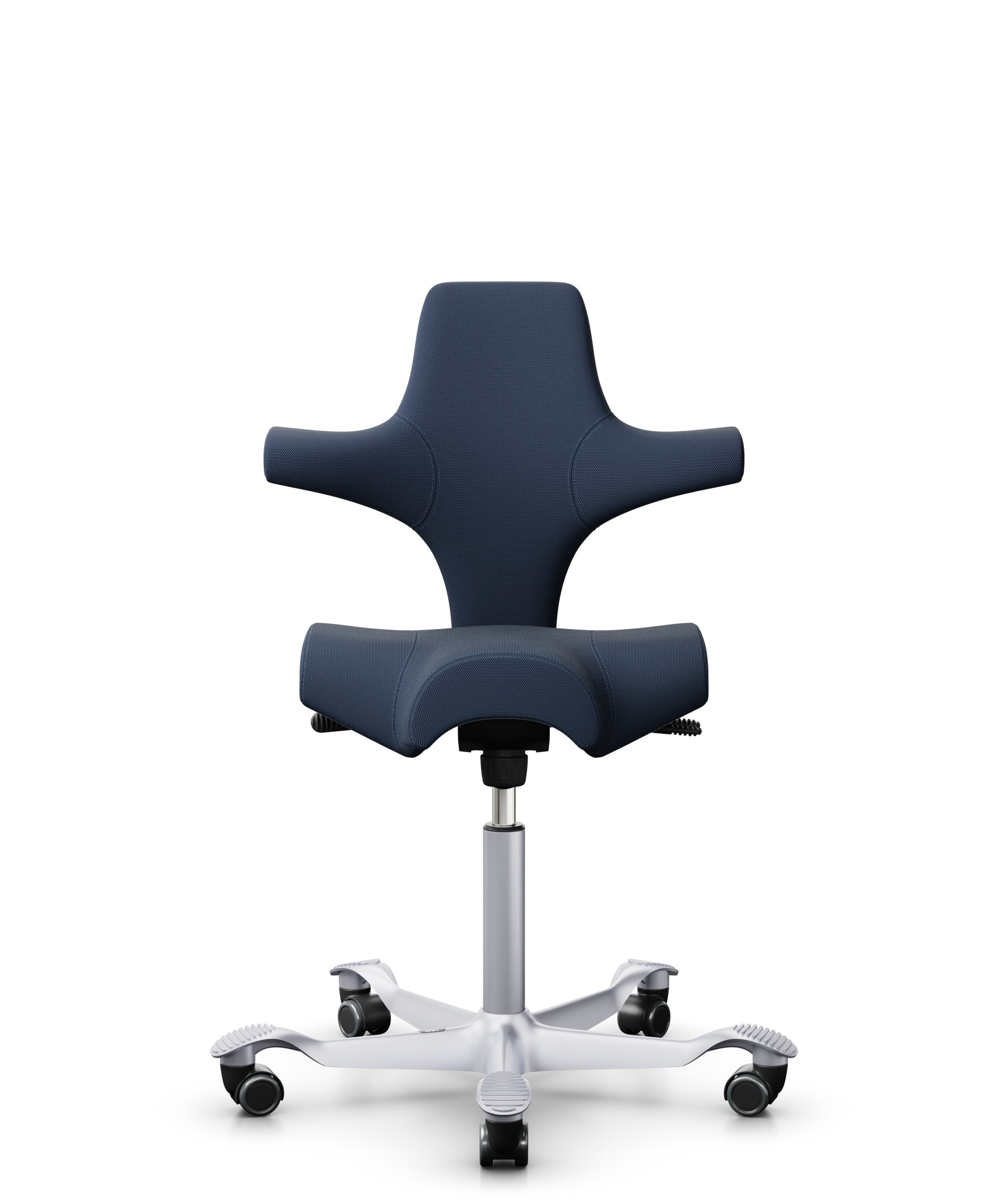 HÅG Capisco 8106 - Steelcut Trio 3 (Kvadrat) - Wol / Polyamide - STT796 - Blue - Framekleur - Zilver - Gasveer - 265 mm (Zithoogte 53-79cm) - Vloercontact - Harde wielen t.b.v. zachte vloeren - Voetenring - Nee, geen voetenring - Voetster - Nee, voetst... - 1