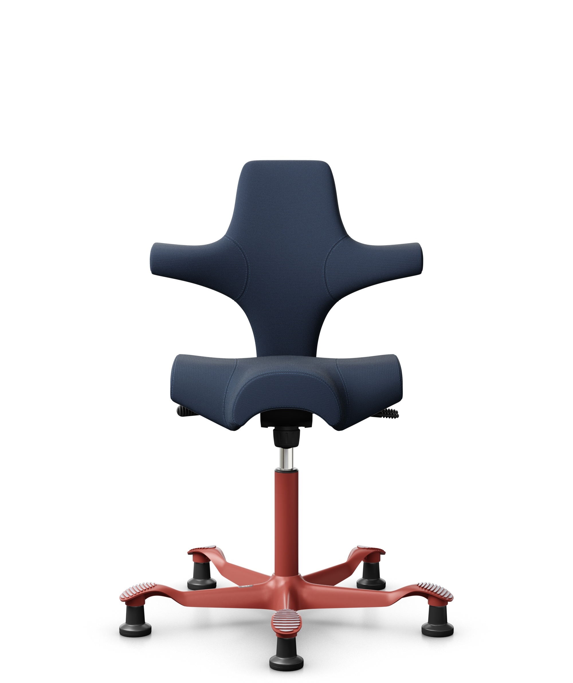 HÅG Capisco 8106 - Steelcut Trio 3 (Kvadrat) - Wol / Polyamide - STT796 - Blue - Framekleur - Blush Rose - Gasveer - 150 mm (Zithoogte 40-55cm) - Vloercontact - Glijdoppen - Voetenring - Nee, geen voetenring - Voetster - Nee, voetster in framekleur - 1