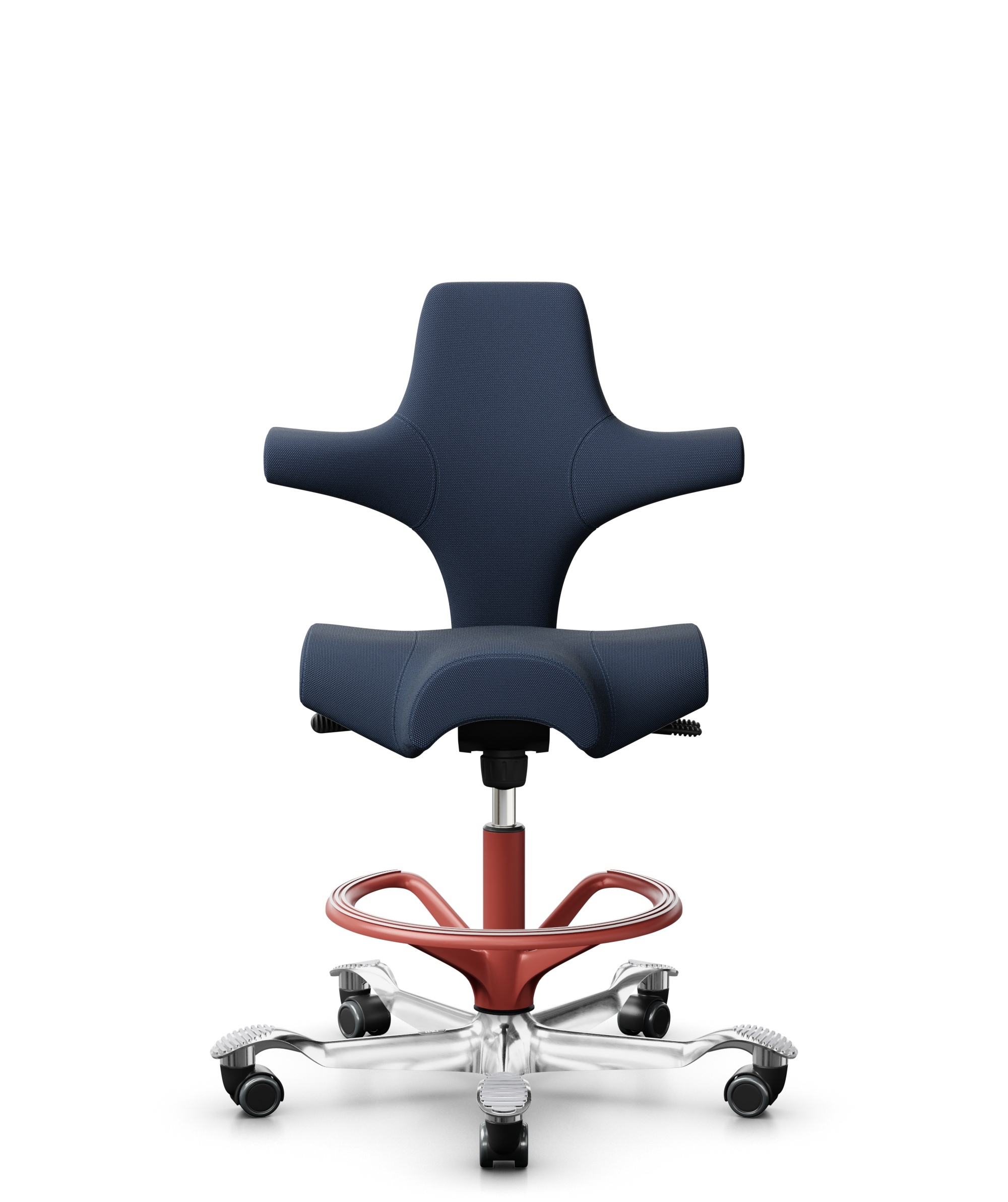 HÅG Capisco 8106 - Steelcut Trio 3 (Kvadrat) - Wol / Polyamide - STT796 - Blue - Framekleur - Blush Rose - Gasveer - 200 mm (Zithoogte 46-64cm) - Vloercontact - Zachte wielen t.b.v. harde vloeren - Voetenring - Ja, in framekleur - Voetster - Ja, voetst... - 1
