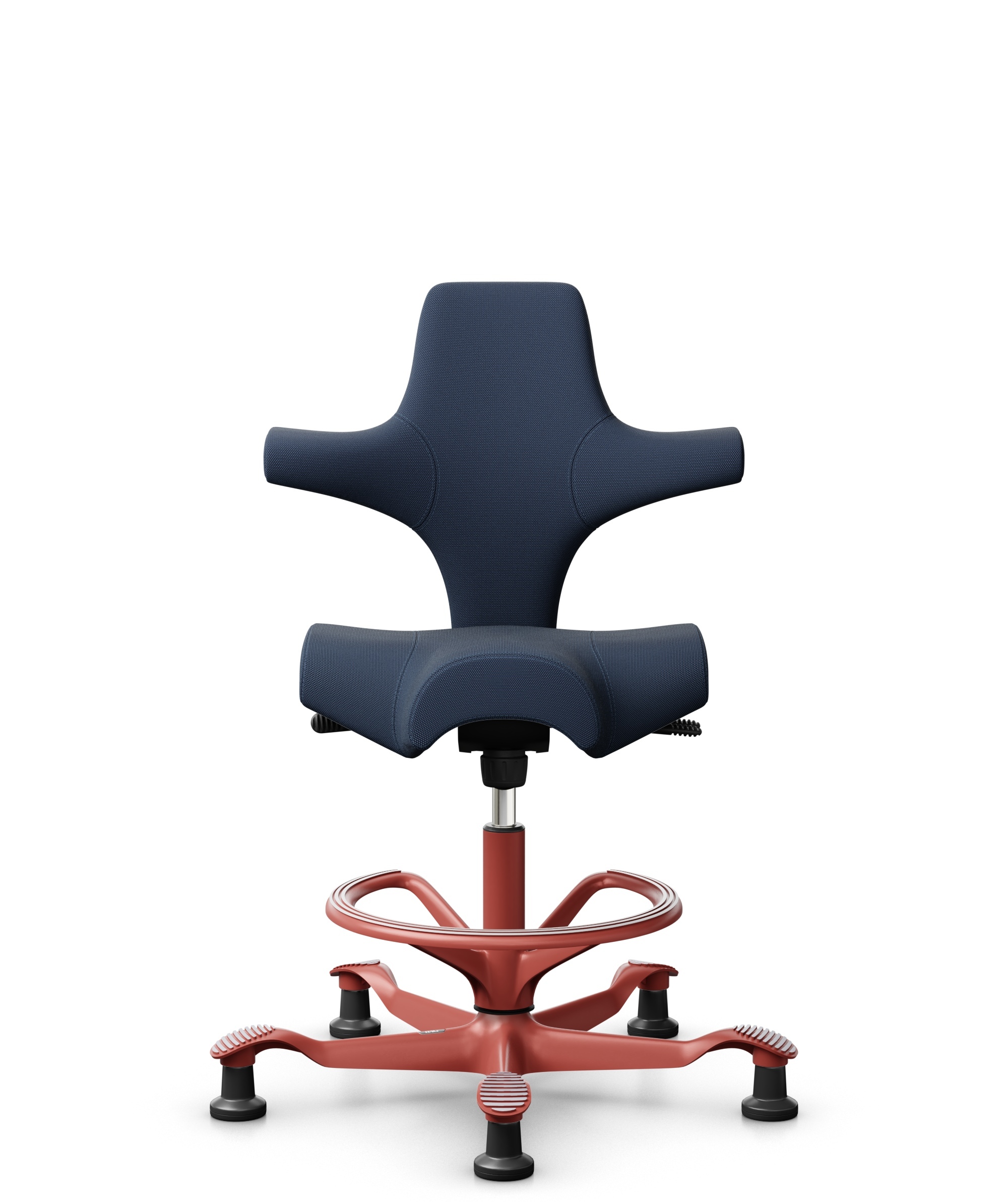 HÅG Capisco 8106 - Steelcut Trio 3 (Kvadrat) - Wol / Polyamide - STT796 - Blue - Framekleur - Blush Rose - Gasveer - 200 mm (Zithoogte 46-64cm) - Vloercontact - Glijdoppen - Voetenring - Ja, in framekleur - Voetster - Nee, voetster in framekleur - 1