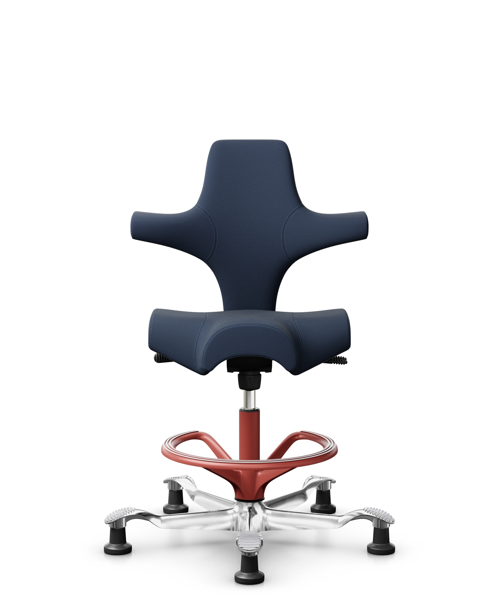 HÅG Capisco 8106 - Steelcut Trio 3 (Kvadrat) - Wol / Polyamide - STT796 - Blue - Framekleur - Blush Rose - Gasveer - 200 mm (Zithoogte 46-64cm) - Vloercontact - Glijdoppen - Voetenring - Ja, in framekleur - Voetster - Ja, voetster in gepolijst aluminium - 1
