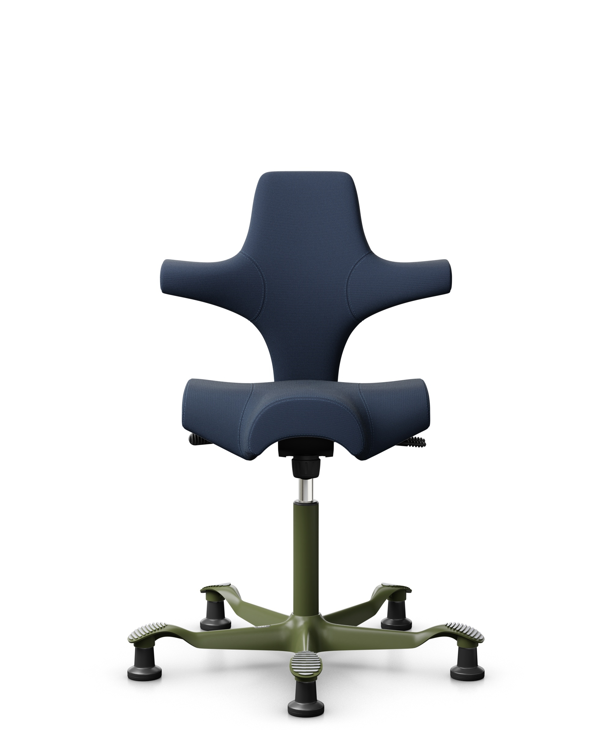 HÅG Capisco 8106 - Steelcut Trio 3 (Kvadrat) - Wol / Polyamide - STT796 - Blue - Framekleur - Moss Grey - Gasveer - 150 mm (Zithoogte 40-55cm) - Vloercontact - Glijdoppen - Voetenring - Nee, geen voetenring - Voetster - Nee, voetster in framekleur - 1