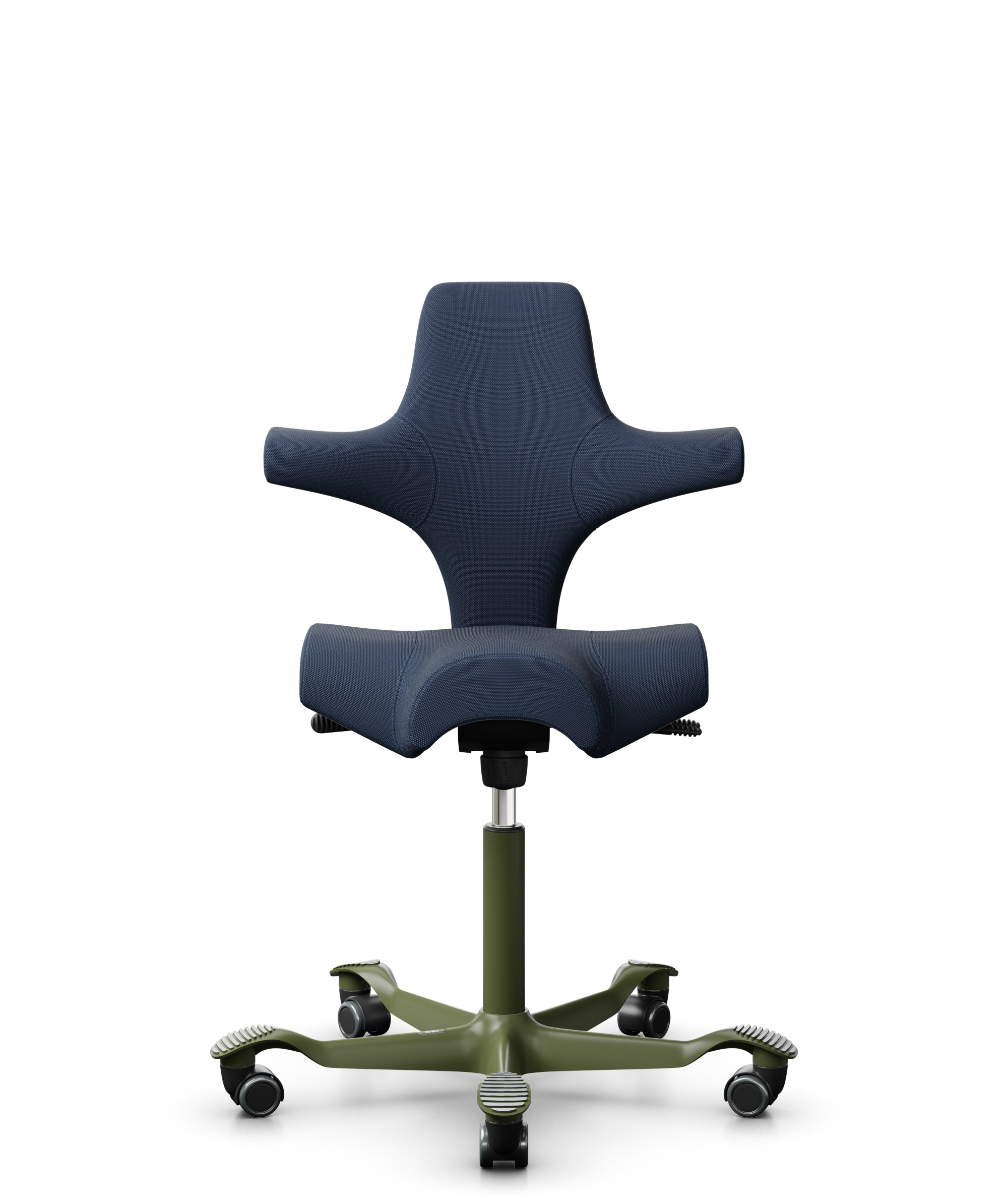 HÅG Capisco 8106 - Steelcut Trio 3 (Kvadrat) - Wol / Polyamide - STT796 - Blue - Framekleur - Moss Grey - Gasveer - 200 mm (Zithoogte 46-64cm) - Vloercontact - Harde wielen t.b.v. zachte vloeren - Voetenring - Nee, geen voetenring - Voetster - Nee, voe... - 1