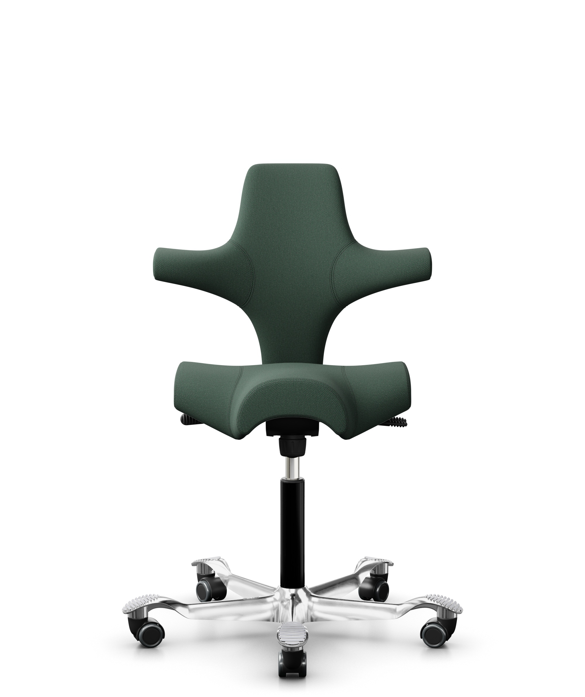 HÅG Capisco 8106 - Steelcut Trio 3 (Kvadrat) - Wol / Polyamide - STT966 - Brown grey - Framekleur - Zwart - Gasveer - 150 mm (Zithoogte 40-55cm) - Vloercontact - Harde wielen t.b.v. zachte vloeren - Voetenring - Nee, geen voetenring - Voetster - Ja, vo... - 1