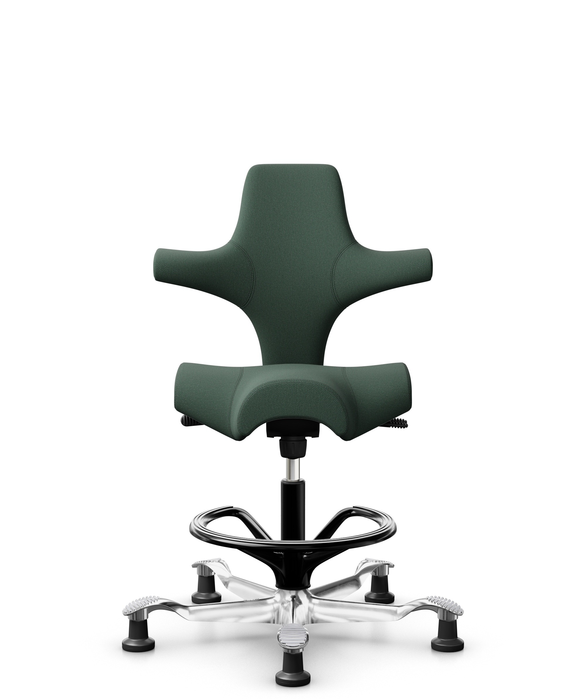 HÅG Capisco 8106 - Steelcut Trio 3 (Kvadrat) - Wol / Polyamide - STT966 - Brown grey - Framekleur - Zwart - Gasveer - 265 mm (Zithoogte 53-79cm) - Vloercontact - Glijdoppen - Voetenring - Ja, in framekleur - Voetster - Ja, voetster in gepolijst aluminium - 1