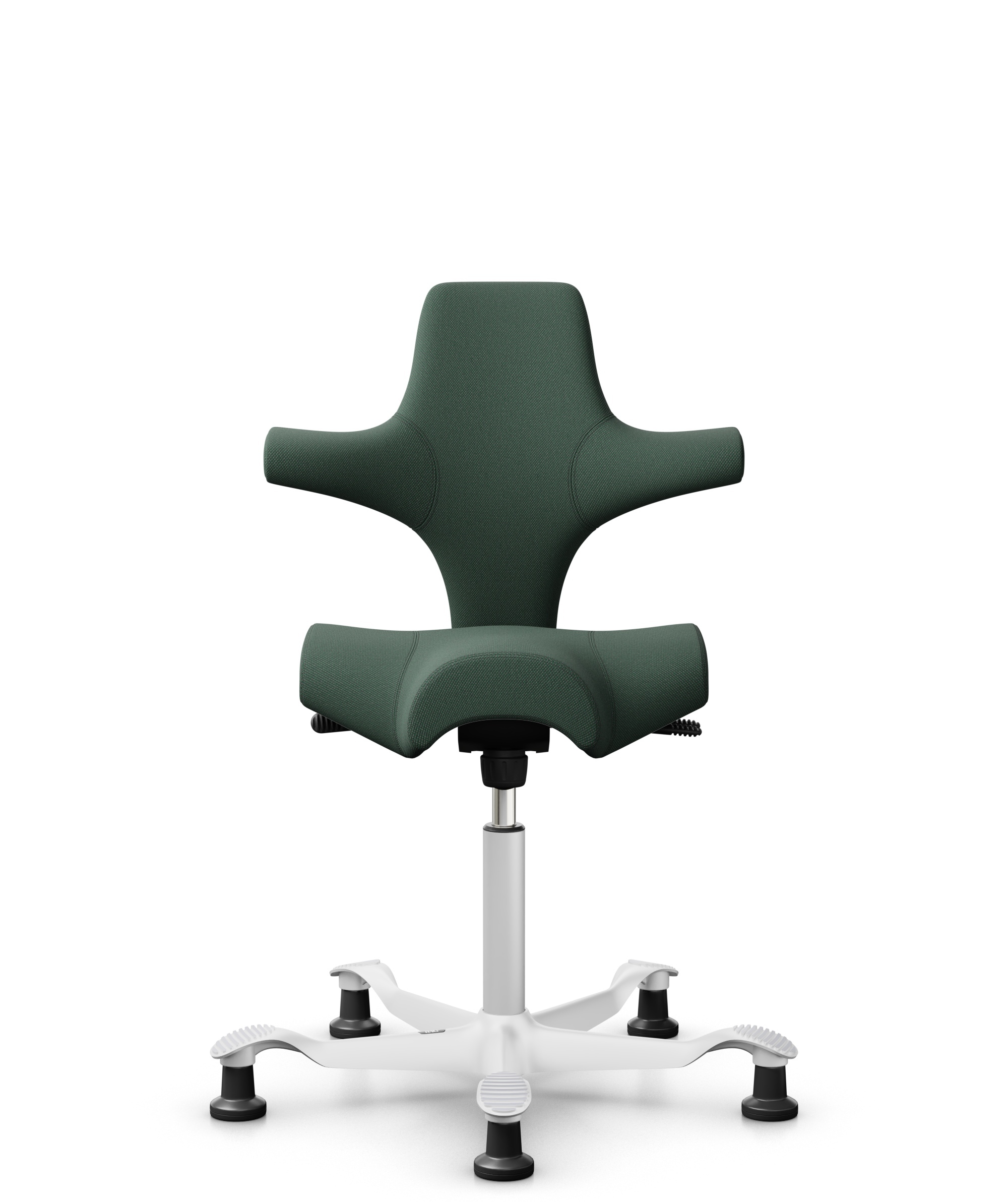HÅG Capisco 8106 - Steelcut Trio 3 (Kvadrat) - Wol / Polyamide - STT966 - Brown grey - Framekleur - Wit - Gasveer - 265 mm (Zithoogte 53-79cm) - Vloercontact - Glijdoppen - Voetenring - Nee, geen voetenring - Voetster - Nee, voetster in framekleur - 1