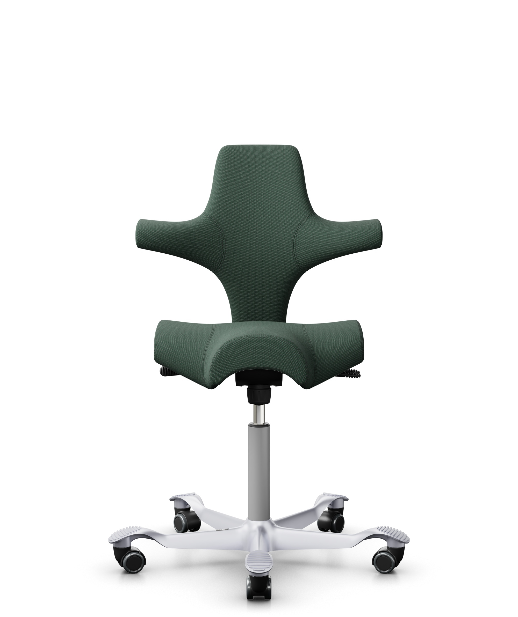 HÅG Capisco 8106 - Steelcut Trio 3 (Kvadrat) - Wol / Polyamide - STT966 - Brown grey - Framekleur - Zilver - Gasveer - 150 mm (Zithoogte 40-55cm) - Vloercontact - Zachte wielen t.b.v. harde vloeren - Voetenring - Nee, geen voetenring - Voetster - Nee, ... - 1