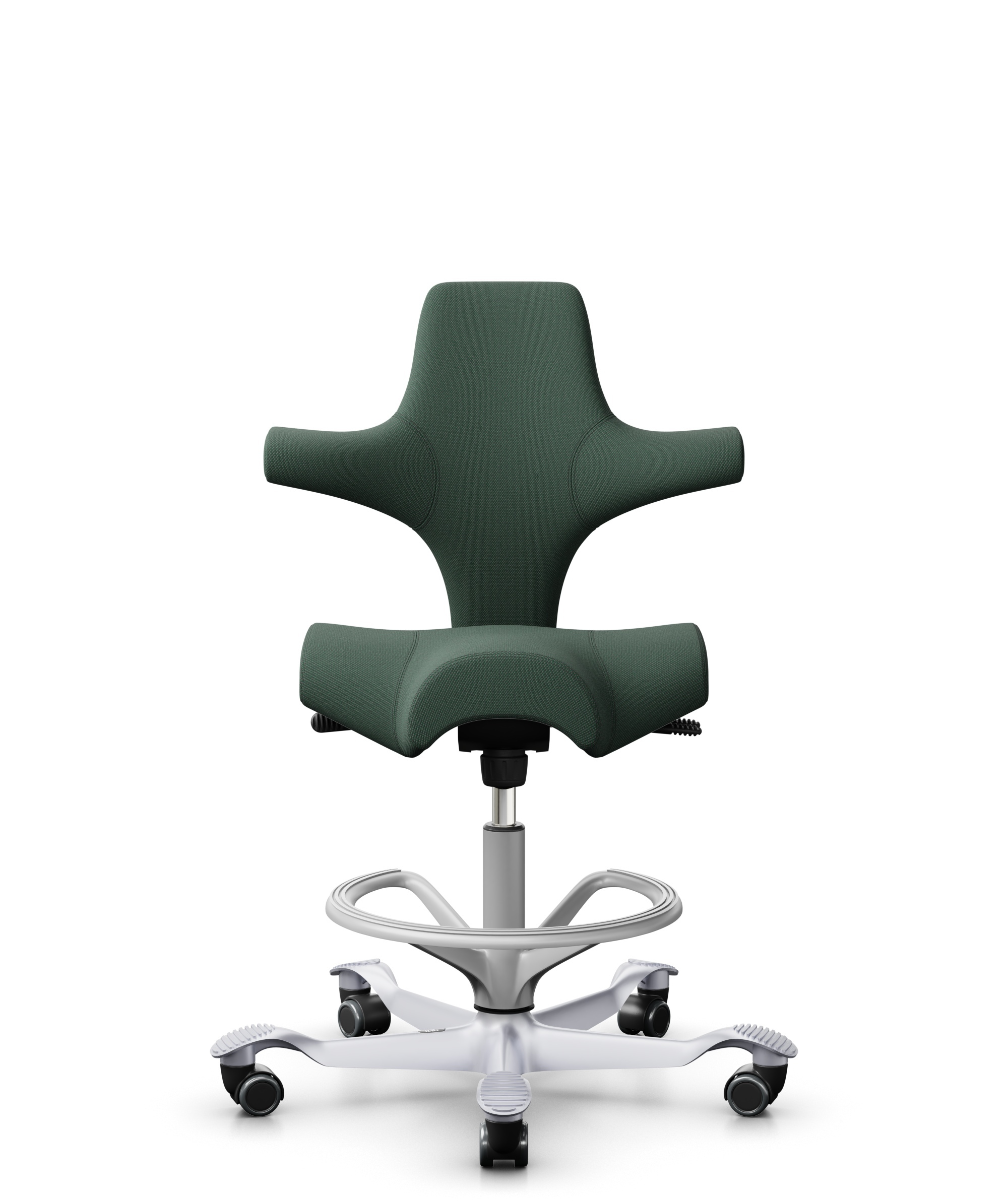 HÅG Capisco 8106 - Steelcut Trio 3 (Kvadrat) - Wol / Polyamide - STT966 - Brown grey - Framekleur - Zilver - Gasveer - 200 mm (Zithoogte 46-64cm) - Vloercontact - Harde wielen t.b.v. zachte vloeren - Voetenring - Ja, in framekleur - Voetster - Nee, voe... - 1