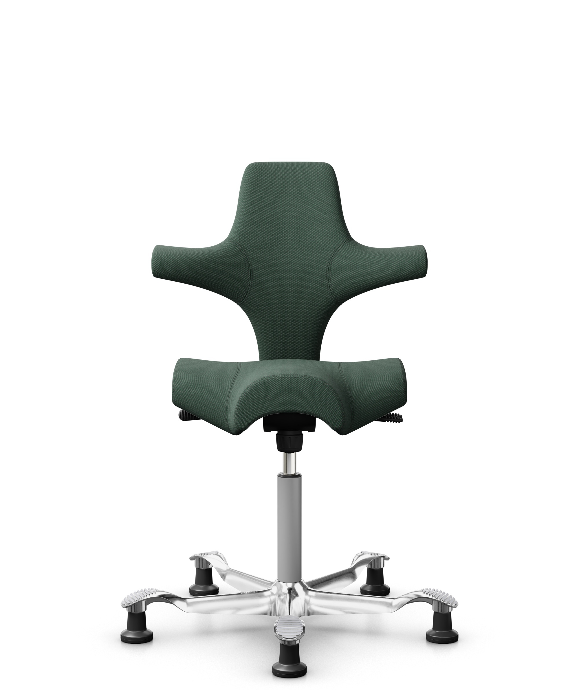 HÅG Capisco 8106 - Steelcut Trio 3 (Kvadrat) - Wol / Polyamide - STT966 - Brown grey - Framekleur - Zilver - Gasveer - 200 mm (Zithoogte 46-64cm) - Vloercontact - Glijdoppen - Voetenring - Nee, geen voetenring - Voetster - Ja, voetster in gepolijst alu... - 1