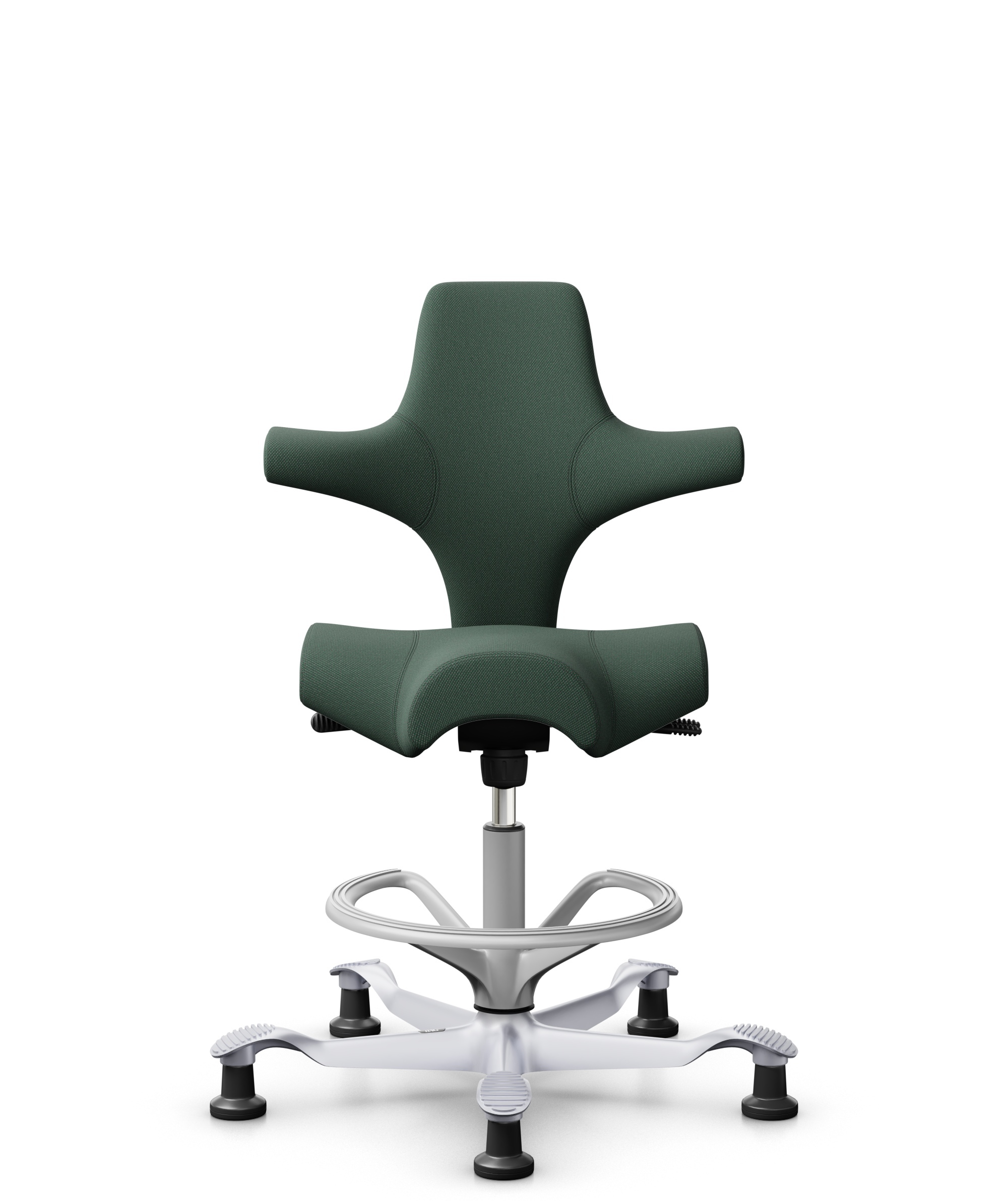 HÅG Capisco 8106 - Steelcut Trio 3 (Kvadrat) - Wol / Polyamide - STT966 - Brown grey - Framekleur - Zilver - Gasveer - 265 mm (Zithoogte 53-79cm) - Vloercontact - Glijdoppen - Voetenring - Ja, in framekleur - Voetster - Nee, voetster in framekleur - 1