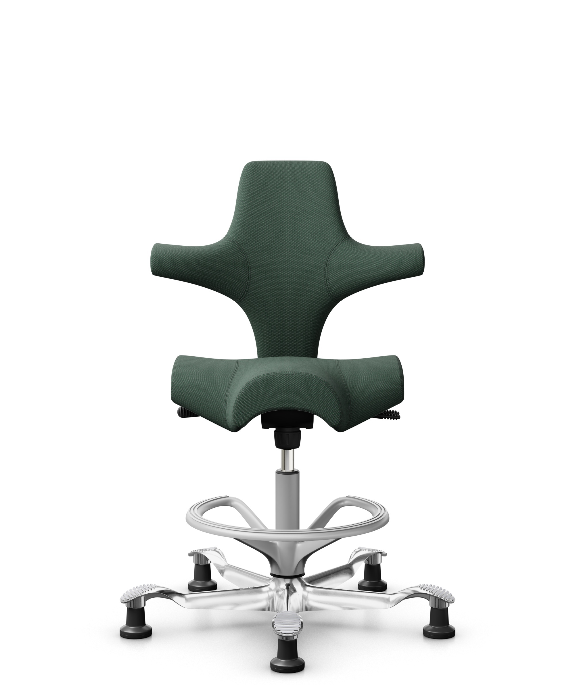 HÅG Capisco 8106 - Steelcut Trio 3 (Kvadrat) - Wol / Polyamide - STT966 - Brown grey - Framekleur - Zilver - Gasveer - 265 mm (Zithoogte 53-79cm) - Vloercontact - Glijdoppen - Voetenring - Ja, in framekleur - Voetster - Ja, voetster in gepolijst aluminium - 1