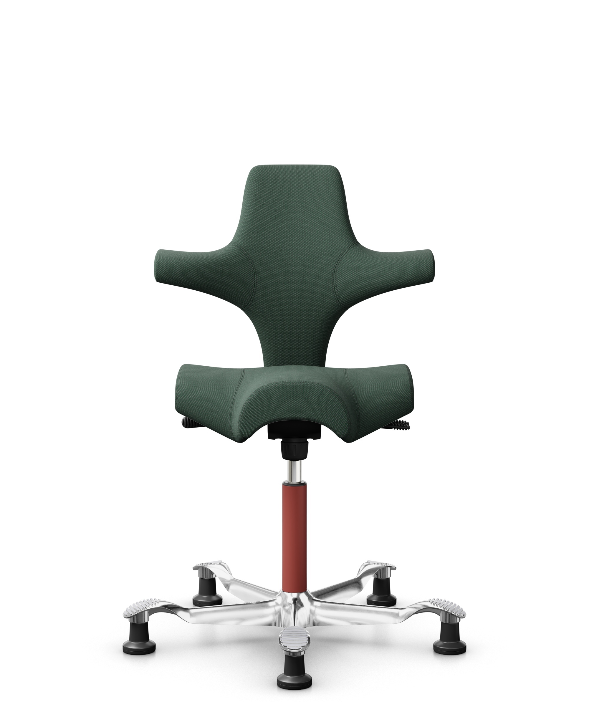 HÅG Capisco 8106 - Steelcut Trio 3 (Kvadrat) - Wol / Polyamide - STT966 - Brown grey - Framekleur - Blush Rose - Gasveer - 150 mm (Zithoogte 40-55cm) - Vloercontact - Glijdoppen - Voetenring - Nee, geen voetenring - Voetster - Ja, voetster in gepolijst... - 1
