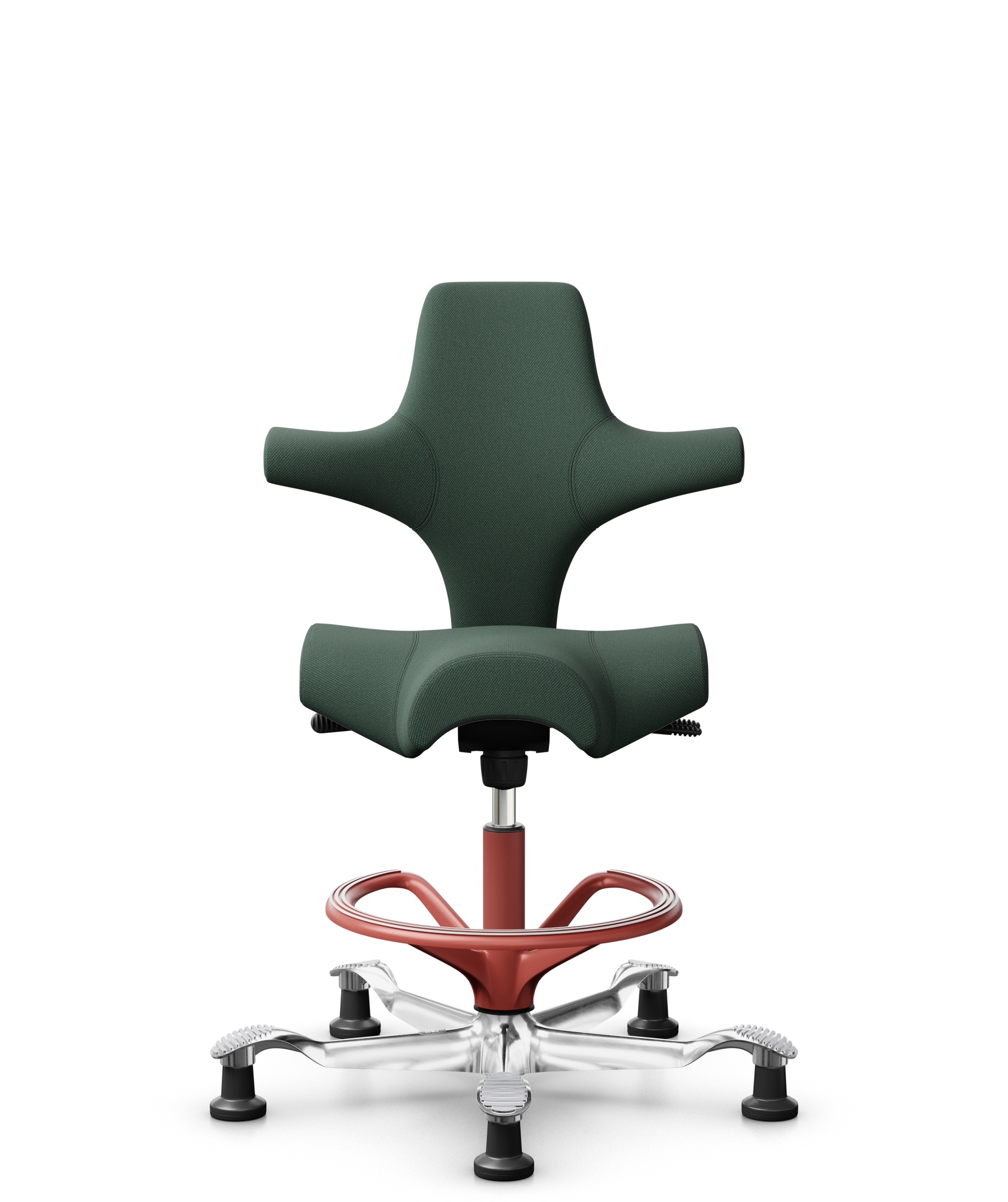 HÅG Capisco 8106 - Steelcut Trio 3 (Kvadrat) - Wol / Polyamide - STT966 - Brown grey - Framekleur - Blush Rose - Gasveer - 200 mm (Zithoogte 46-64cm) - Vloercontact - Glijdoppen - Voetenring - Ja, in framekleur - Voetster - Ja, voetster in gepolijst al... - 1