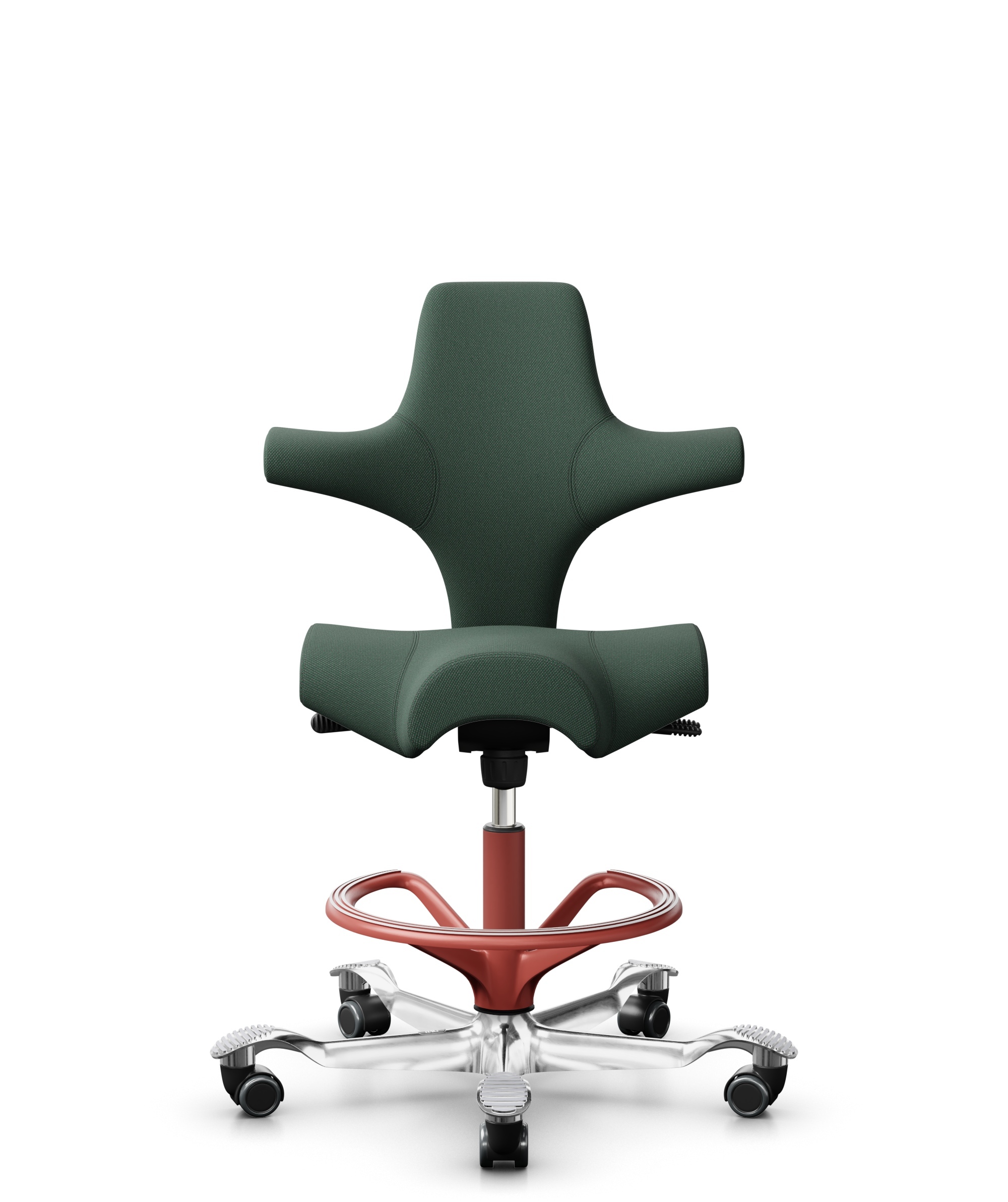 HÅG Capisco 8106 - Steelcut Trio 3 (Kvadrat) - Wol / Polyamide - STT966 - Brown grey - Framekleur - Blush Rose - Gasveer - 265 mm (Zithoogte 53-79cm) - Vloercontact - Zachte wielen t.b.v. harde vloeren - Voetenring - Ja, in framekleur - Voetster - Ja, ... - 1