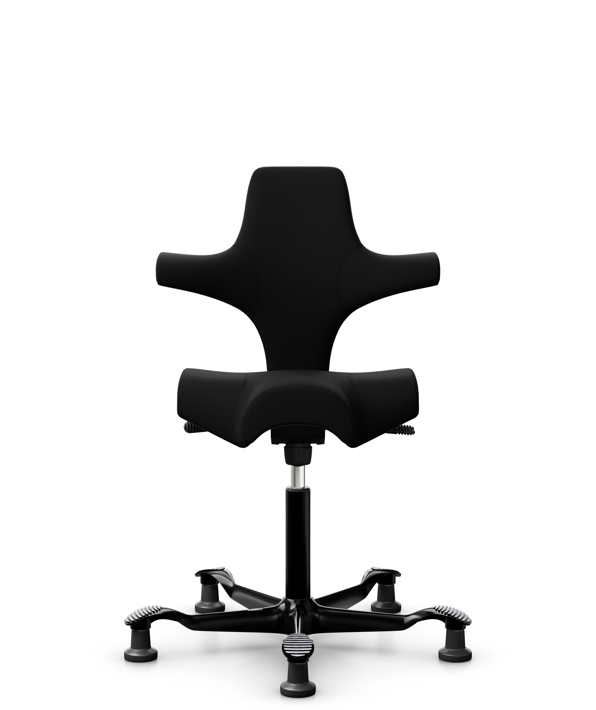HÅG Capisco 8106 - Steelcut 3 (Kvadrat) - Wol / Polyamide - STT190 - Black - Framekleur - Zwart - Gasveer - 200 mm (Zithoogte 46-64cm) - Vloercontact - Glijdoppen - Voetenring - Nee, geen voetenring - Voetster - Nee, voetster in framekleur - 1