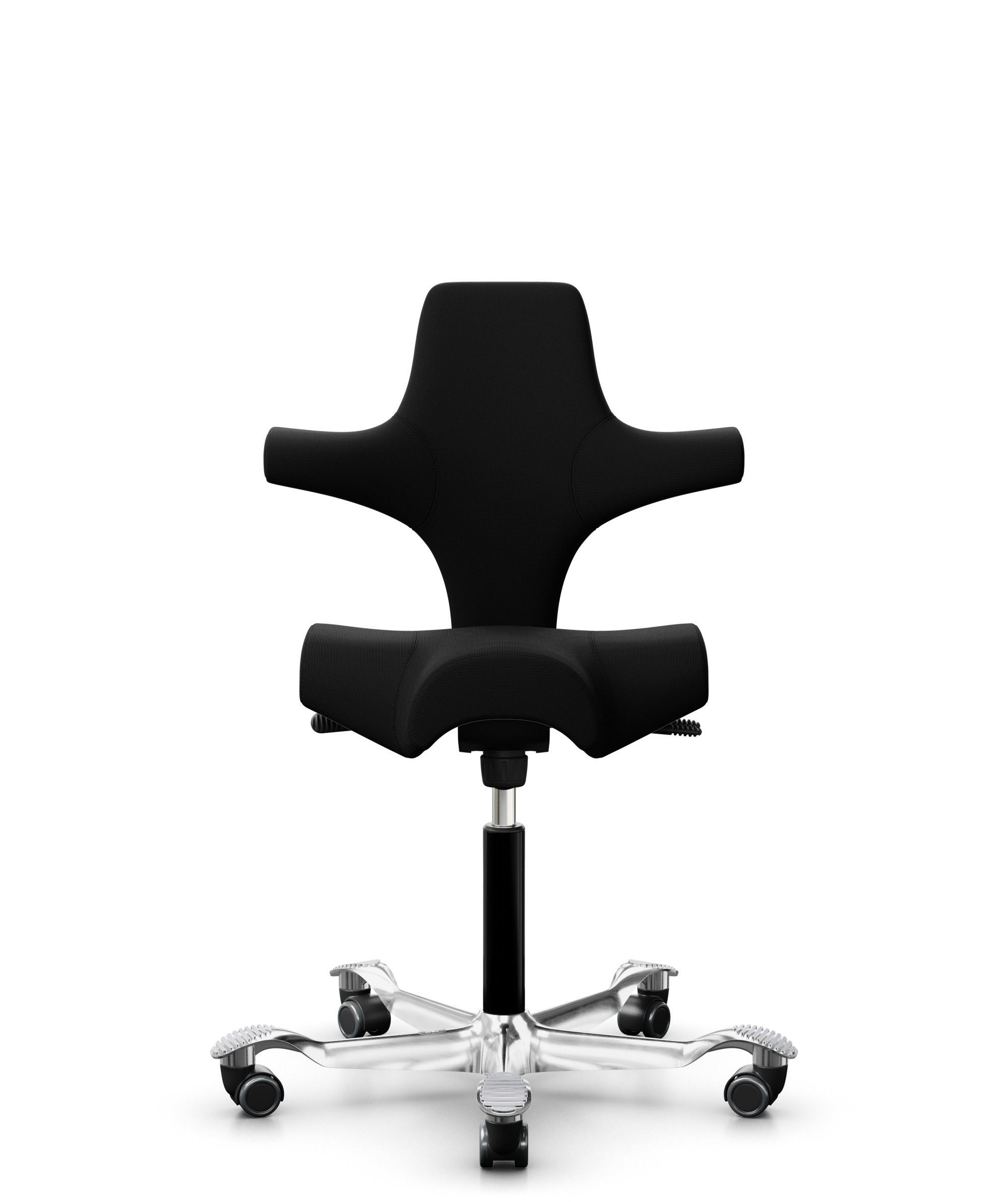 HÅG Capisco 8106 - Steelcut 3 (Kvadrat) - Wol / Polyamide - STT190 - Black - Framekleur - Zwart - Gasveer - 265 mm (Zithoogte 53-79cm) - Vloercontact - Harde wielen t.b.v. zachte vloeren - Voetenring - Nee, geen voetenring - Voetster - Ja, voetster in ... - 1