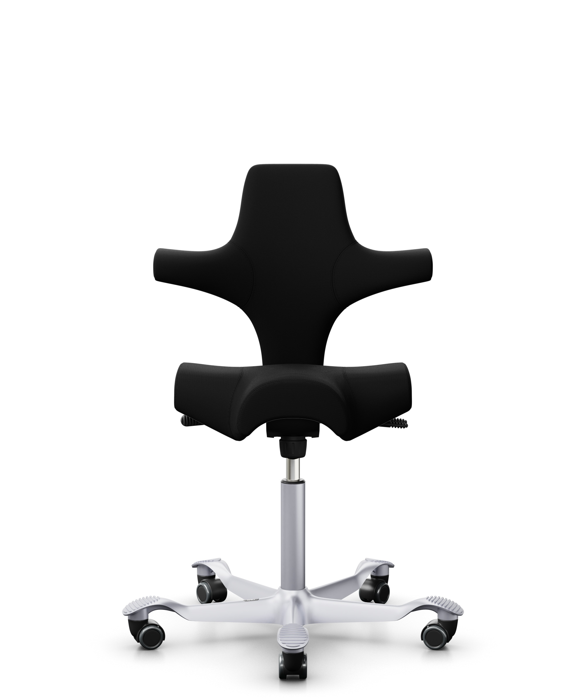 HÅG Capisco 8106 - Steelcut 3 (Kvadrat) - Wol / Polyamide - STT190 - Black - Framekleur - Zilver - Gasveer - 150 mm (Zithoogte 40-55cm) - Vloercontact - Harde wielen t.b.v. zachte vloeren - Voetenring - Nee, geen voetenring - Voetster - Nee, voetster i... - 1
