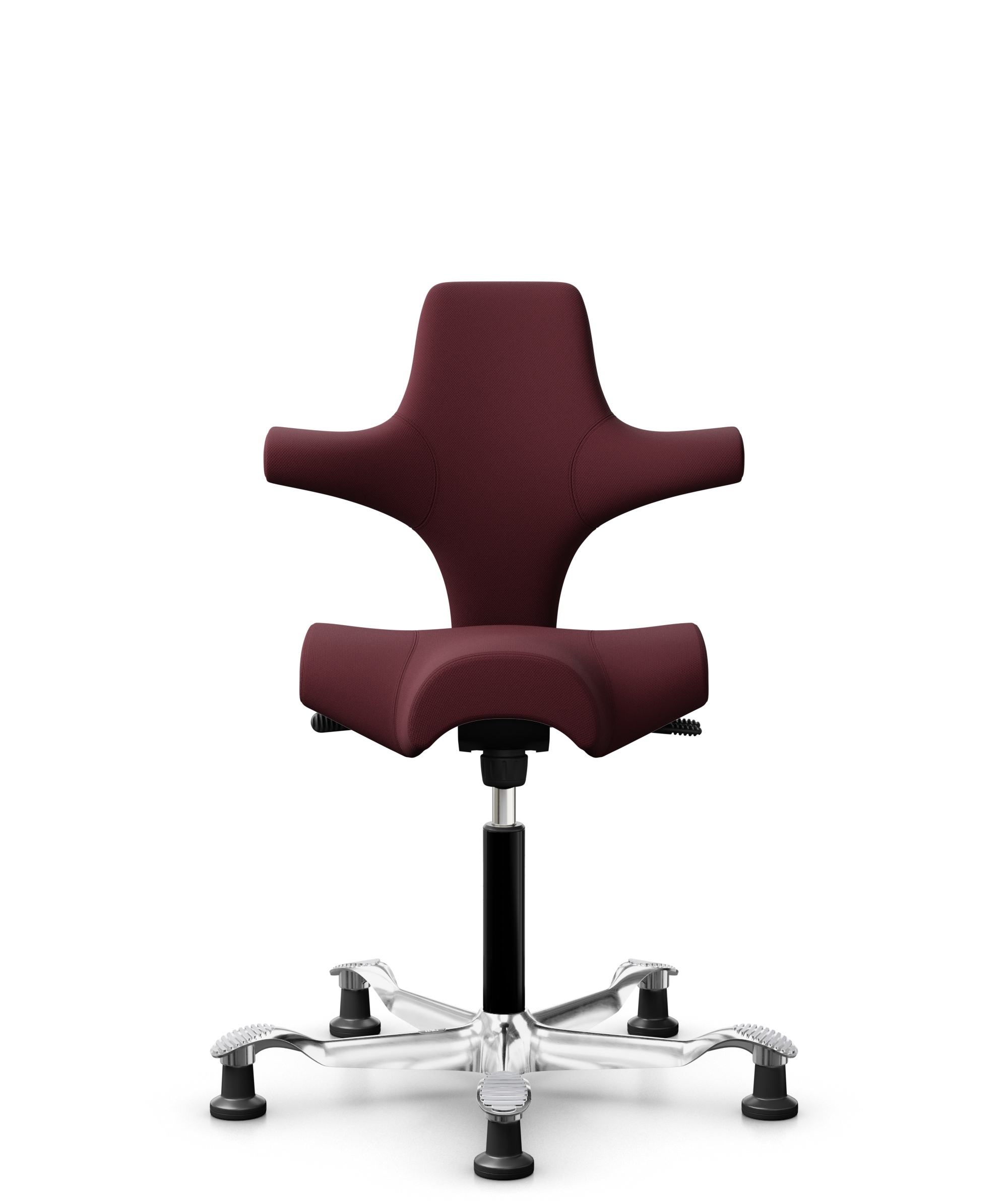 HÅG Capisco 8106 - Steelcut 3 (Kvadrat) - Wol / Polyamide - STT682 Chestnut - Framekleur - Zwart - Gasveer - 265 mm (Zithoogte 53-79cm) - Vloercontact - Glijdoppen - Voetenring - Nee, geen voetenring - Voetster - Ja, voetster in gepolijst aluminium - 1