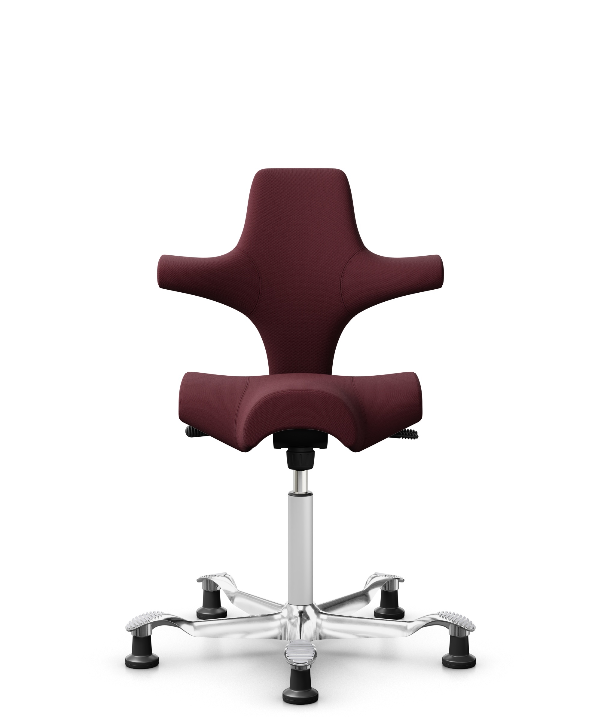 HÅG Capisco 8106 - Steelcut 3 (Kvadrat) - Wol / Polyamide - STT682 Chestnut - Framekleur - Wit - Gasveer - 265 mm (Zithoogte 53-79cm) - Vloercontact - Glijdoppen - Voetenring - Nee, geen voetenring - Voetster - Ja, voetster in gepolijst aluminium - 1