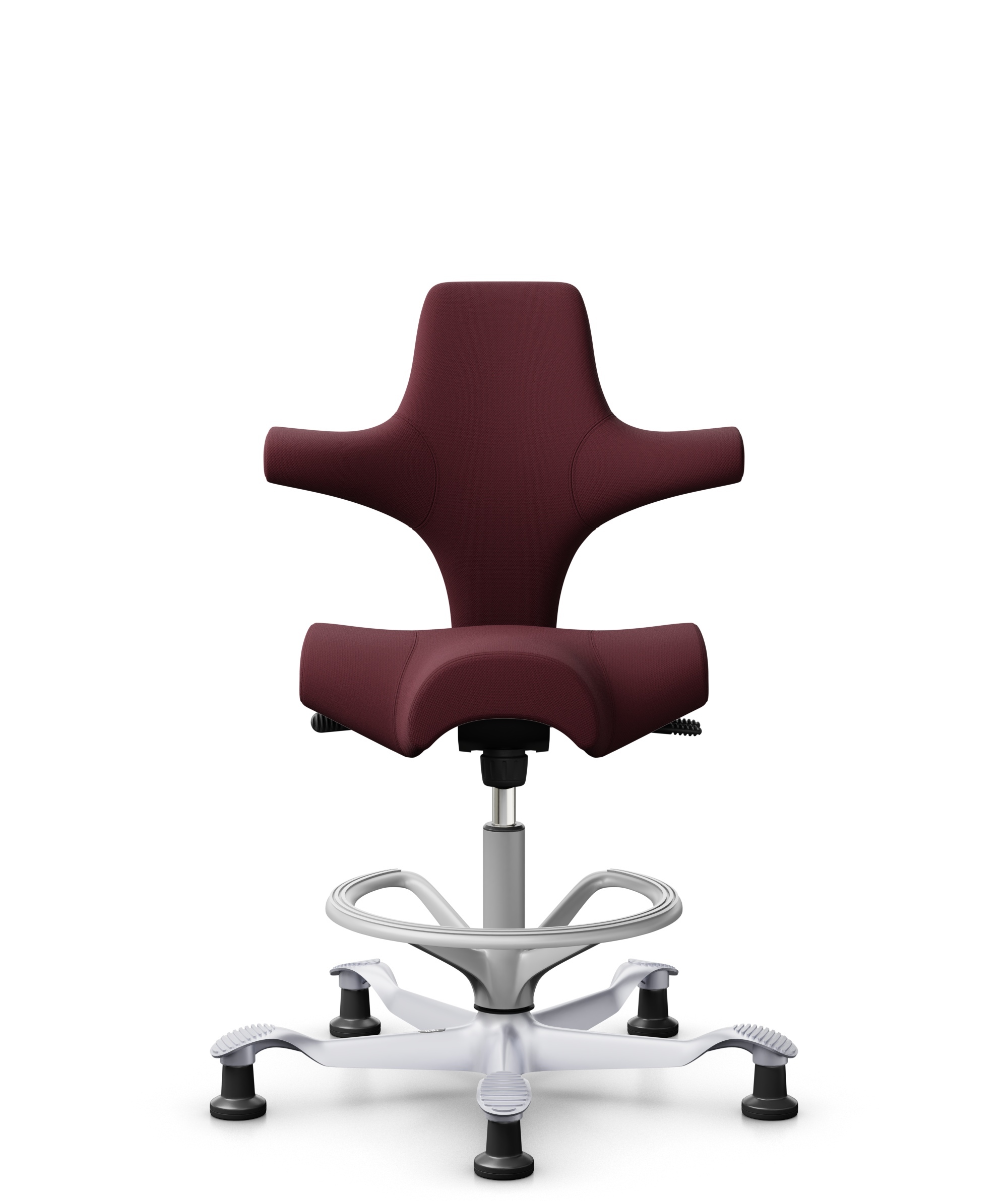 HÅG Capisco 8106 - Steelcut 3 (Kvadrat) - Wol / Polyamide - STT682 Chestnut - Framekleur - Zilver - Gasveer - 200 mm (Zithoogte 46-64cm) - Vloercontact - Glijdoppen - Voetenring - Ja, in framekleur - Voetster - Nee, voetster in framekleur - 1