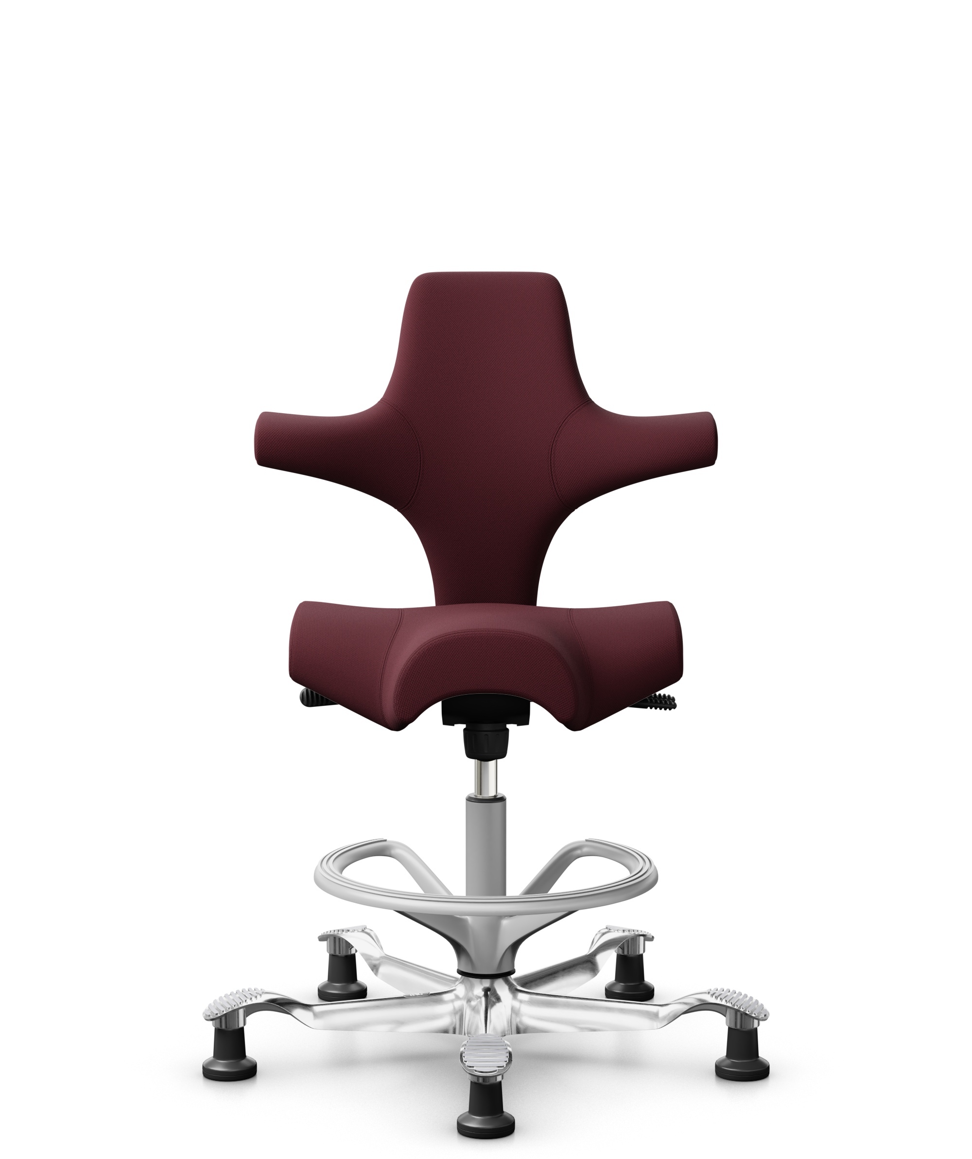 HÅG Capisco 8106 - Steelcut 3 (Kvadrat) - Wol / Polyamide - STT682 Chestnut - Framekleur - Zilver - Gasveer - 200 mm (Zithoogte 46-64cm) - Vloercontact - Glijdoppen - Voetenring - Ja, in framekleur - Voetster - Ja, voetster in gepolijst aluminium - 1