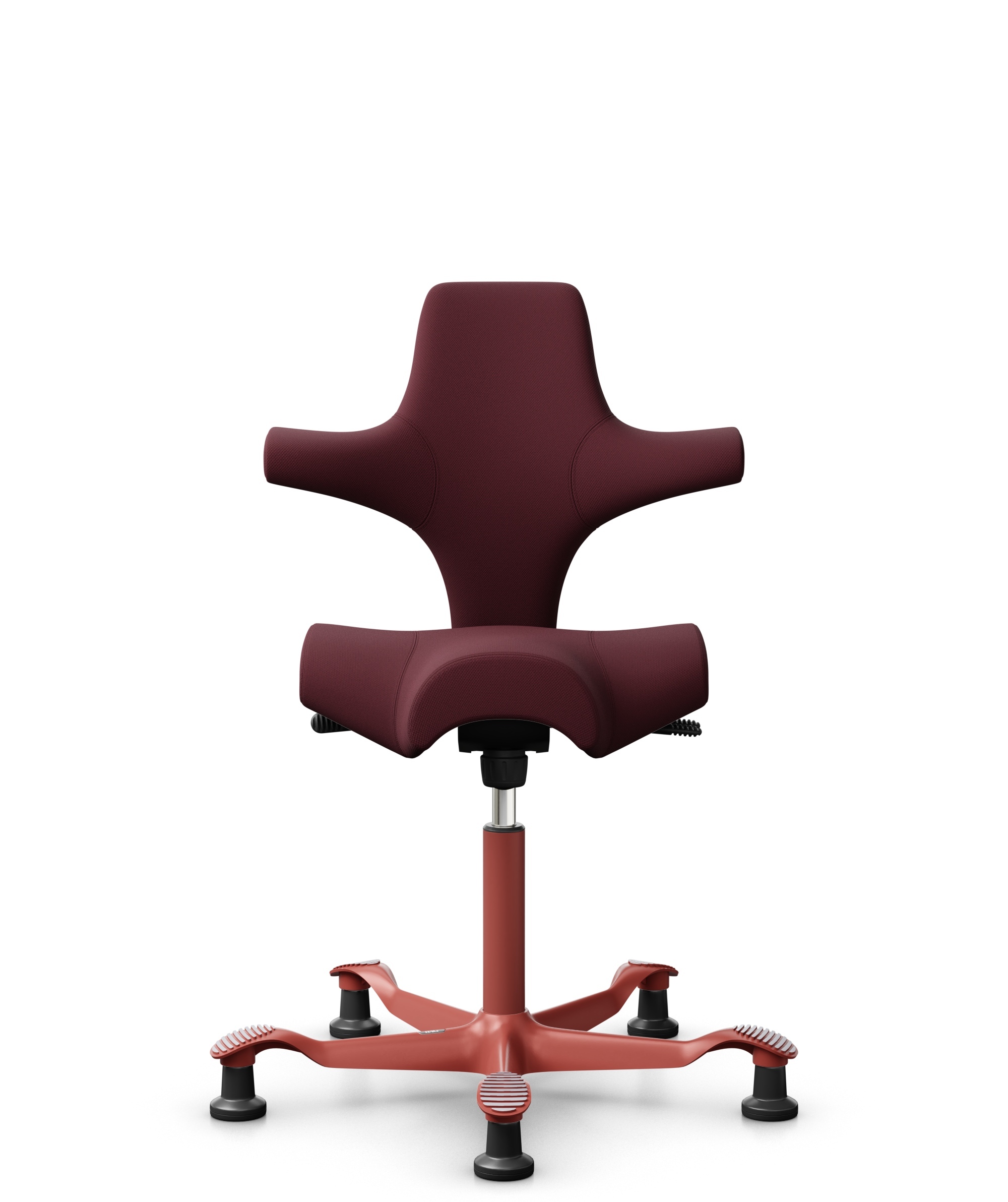 HÅG Capisco 8106 - Steelcut 3 (Kvadrat) - Wol / Polyamide - STT682 Chestnut - Framekleur - Blush Rose - Gasveer - 150 mm (Zithoogte 40-55cm) - Vloercontact - Glijdoppen - Voetenring - Nee, geen voetenring - Voetster - Nee, voetster in framekleur - 1