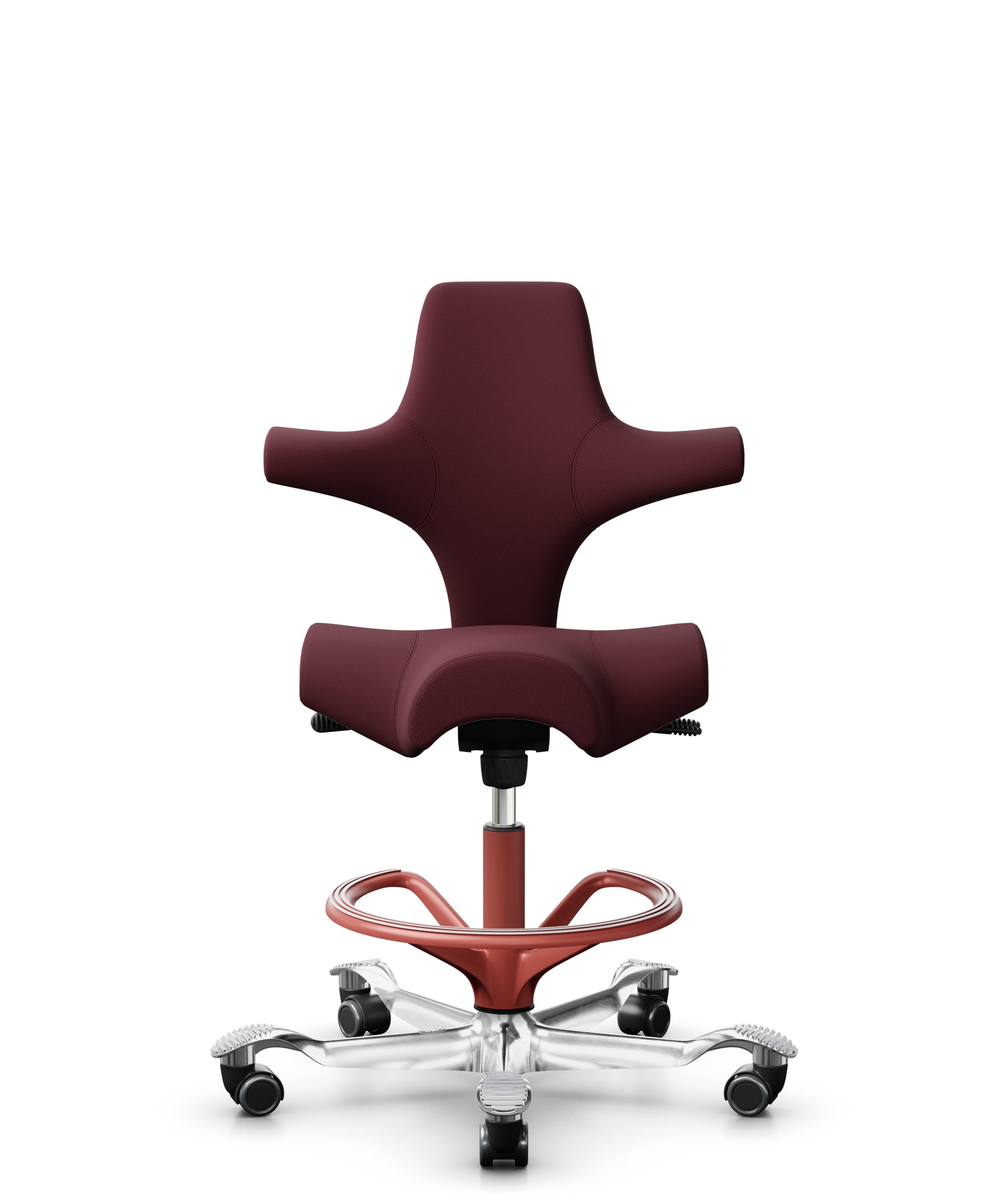 HÅG Capisco 8106 - Steelcut 3 (Kvadrat) - Wol / Polyamide - STT682 Chestnut - Framekleur - Blush Rose - Gasveer - 200 mm (Zithoogte 46-64cm) - Vloercontact - Zachte wielen t.b.v. harde vloeren - Voetenring - Ja, in framekleur - Voetster - Ja, voetster ... - 1