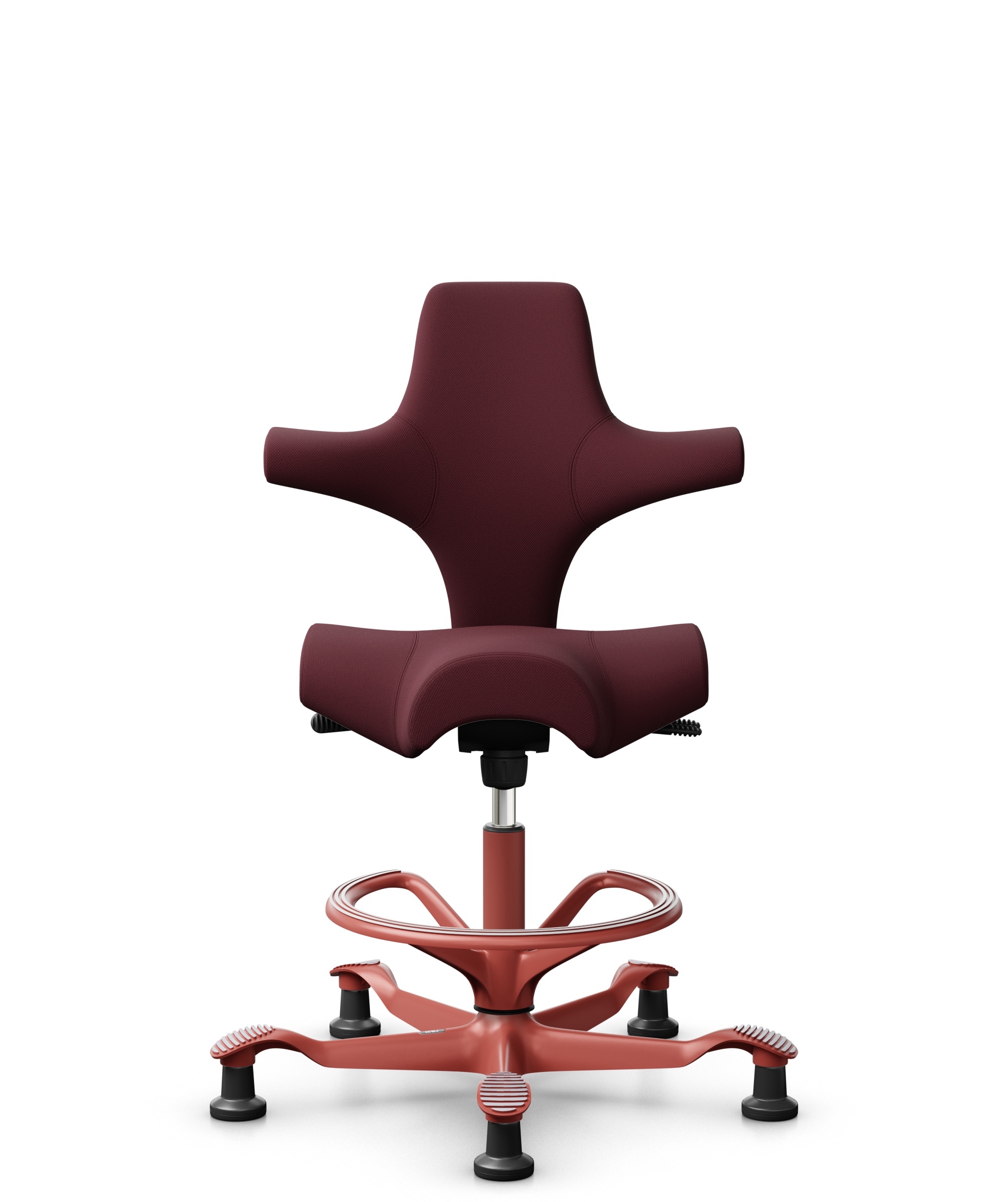 HÅG Capisco 8106 - Steelcut 3 (Kvadrat) - Wol / Polyamide - STT682 Chestnut - Framekleur - Blush Rose - Gasveer - 200 mm (Zithoogte 46-64cm) - Vloercontact - Glijdoppen - Voetenring - Ja, in framekleur - Voetster - Nee, voetster in framekleur - 1