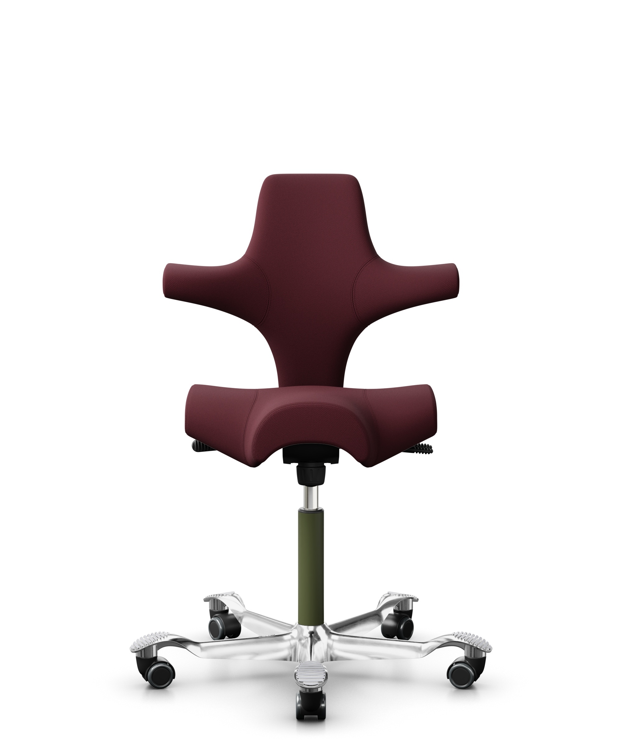 HÅG Capisco 8106 - Steelcut 3 (Kvadrat) - Wol / Polyamide - STT682 Chestnut - Framekleur - Moss Grey - Gasveer - 200 mm (Zithoogte 46-64cm) - Vloercontact - Harde wielen t.b.v. zachte vloeren - Voetenring - Nee, geen voetenring - Voetster - Ja, voetste... - 1