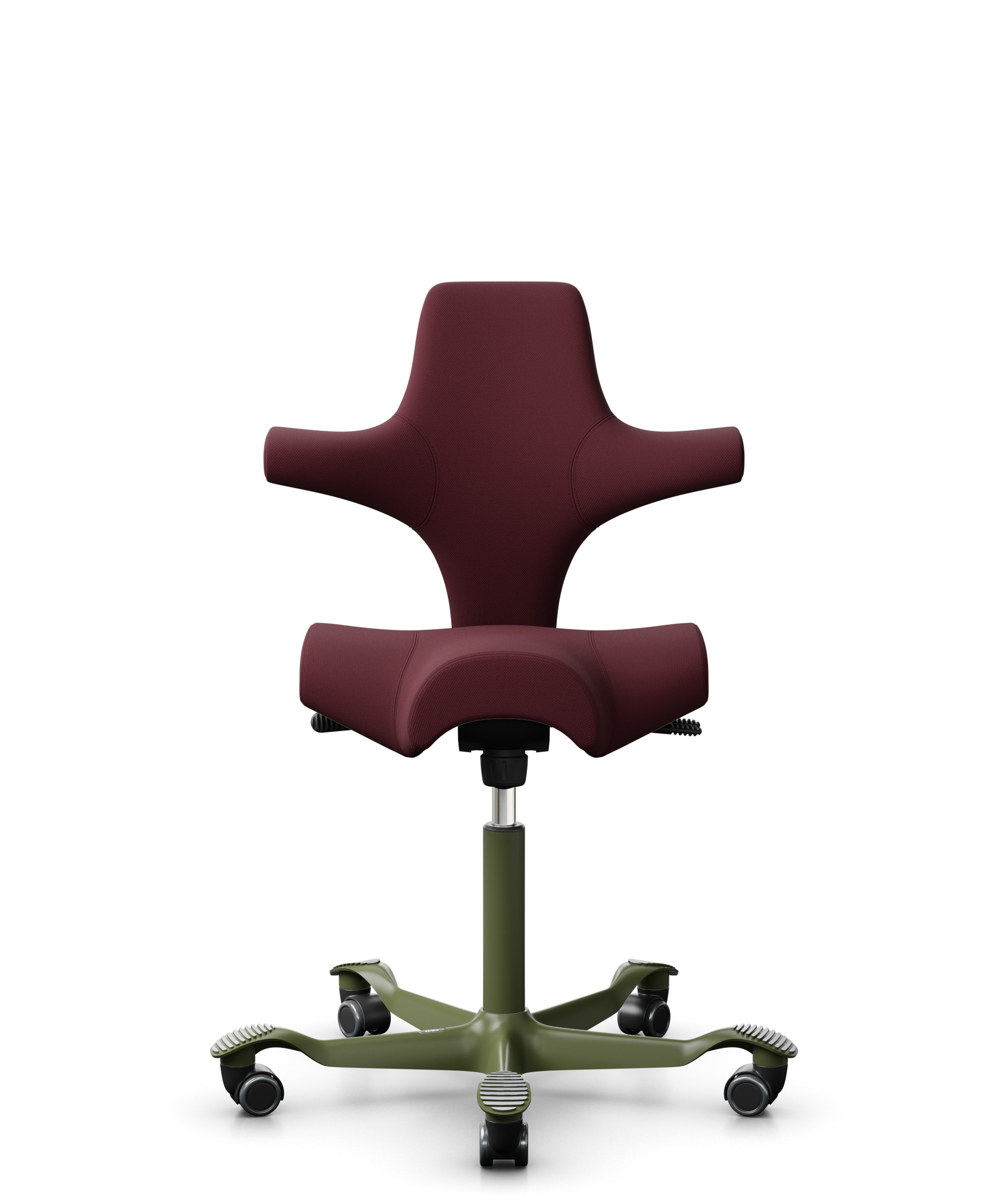 HÅG Capisco 8106 - Steelcut 3 (Kvadrat) - Wol / Polyamide - STT682 Chestnut - Framekleur - Moss Grey - Gasveer - 265 mm (Zithoogte 53-79cm) - Vloercontact - Zachte wielen t.b.v. harde vloeren - Voetenring - Nee, geen voetenring - Voetster - Nee, voetst... - 1