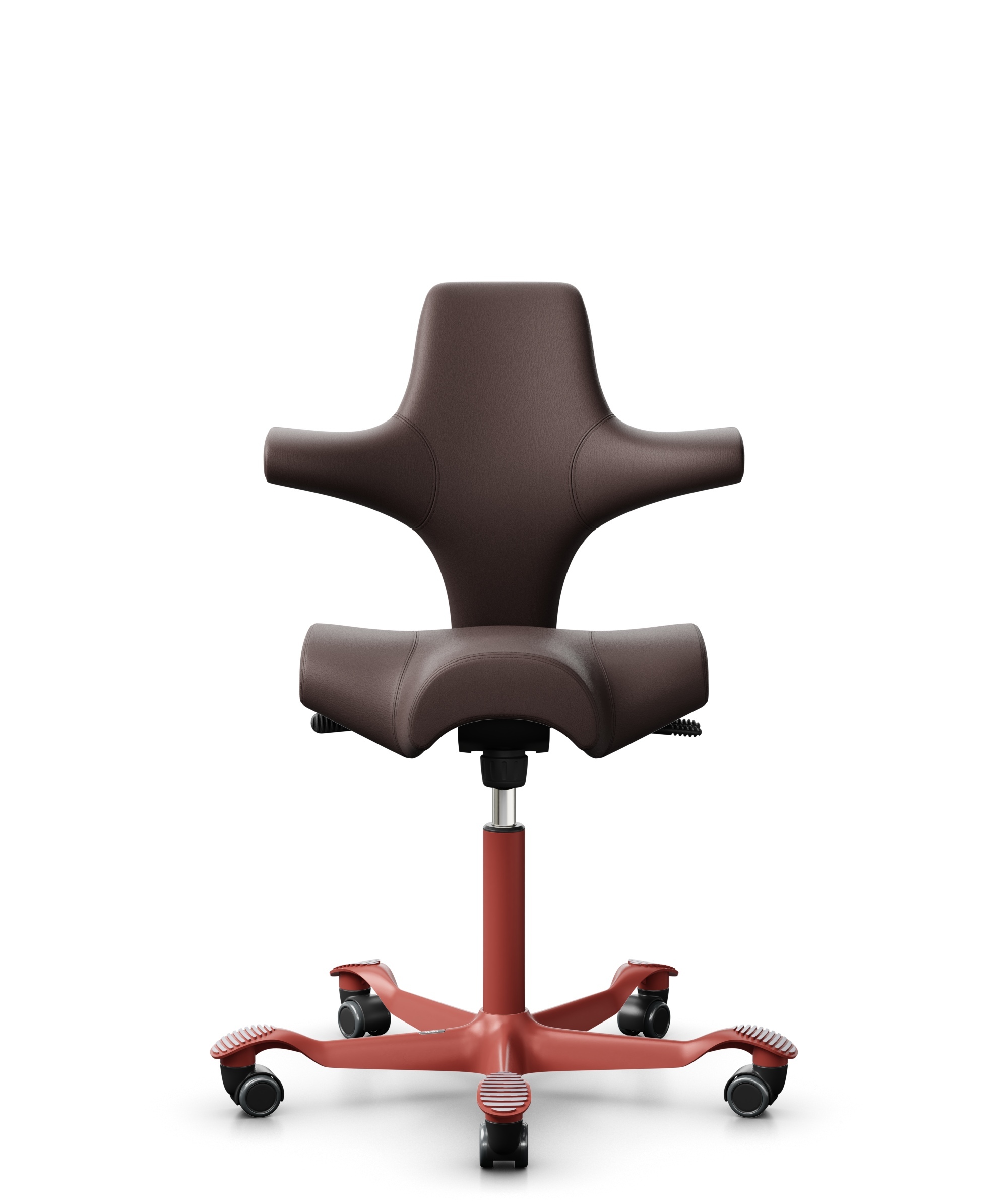 HÅG Capisco 8106 - Paloma Soft (Wollsdorf) - Semi-aniline Leder - PL55130 Dark brown - Framekleur - Blush Rose - Gasveer - 200 mm (Zithoogte 46-64cm) - Vloercontact - Zachte wielen t.b.v. harde vloeren - Voetenring - Nee, geen voetenring - Voetster - N... - 1