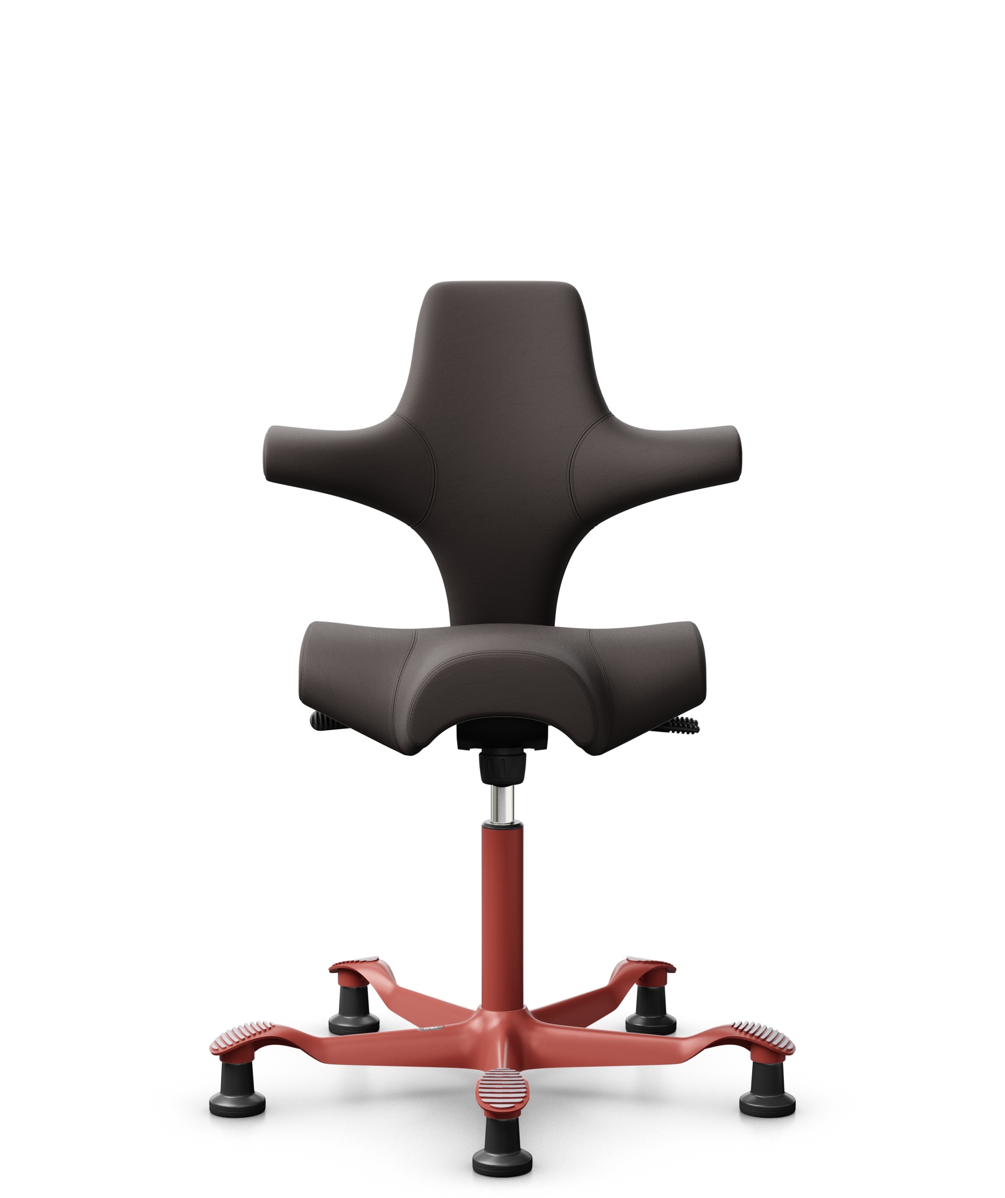 HÅG Capisco 8106 - Elmosoft (Elmo) - Semi-aniline Leder - EL93068 - Dark brown - Framekleur - Blush Rose - Gasveer - 200 mm (Zithoogte 46-64cm) - Vloercontact - Glijdoppen - Voetenring - Nee, geen voetenring - Voetster - Nee, voetster in framekleur - 1