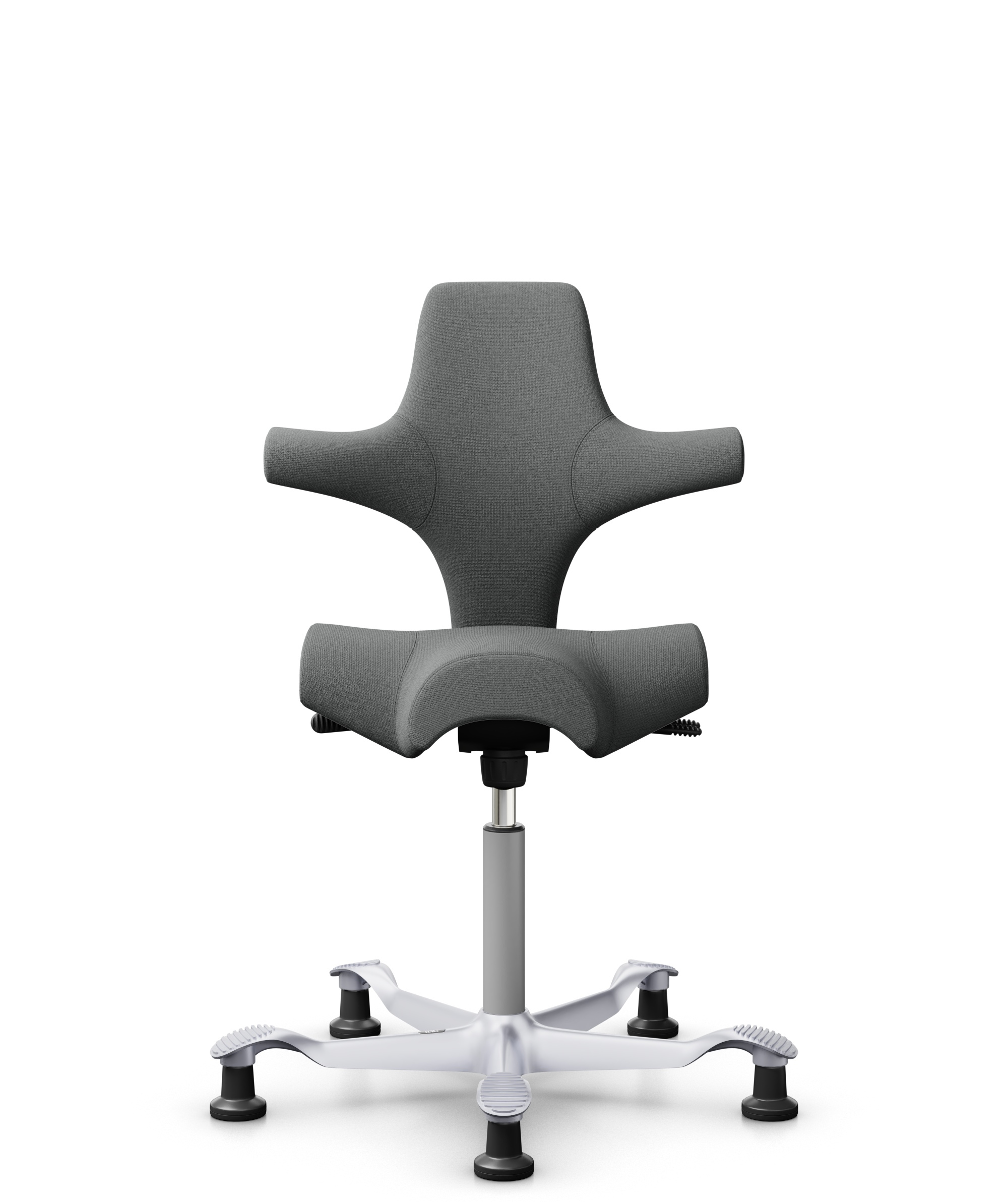 HÅG Capisco 8106 - Cura Loop (Gabriel) - Gerecycled Polyester - CLP60109 - Grey - Framekleur - Zilver - Gasveer - 200 mm (Zithoogte 46-64cm) - Vloercontact - Glijdoppen - Voetenring - Nee, geen voetenring - Voetster - Nee, voetster in framekleur - 1